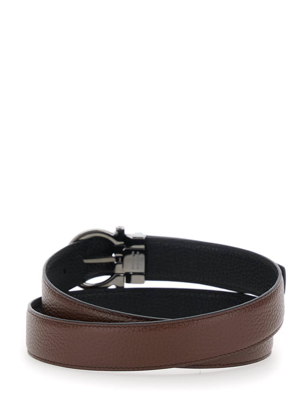 Ferragamo Brown Reversible Gancini Buckle Belt In Brown