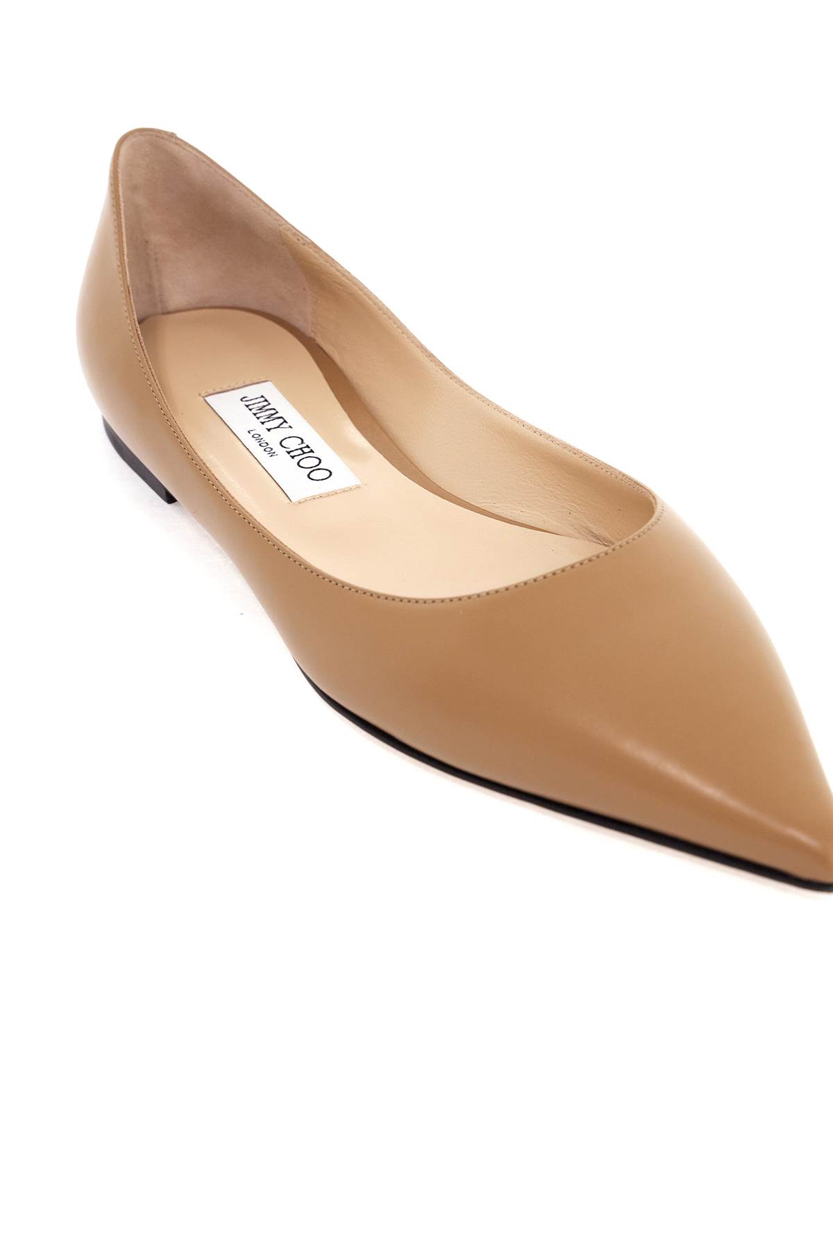 Shop Jimmy Choo Smooth Leather Love Ballerina Flats In Rattan (beige)