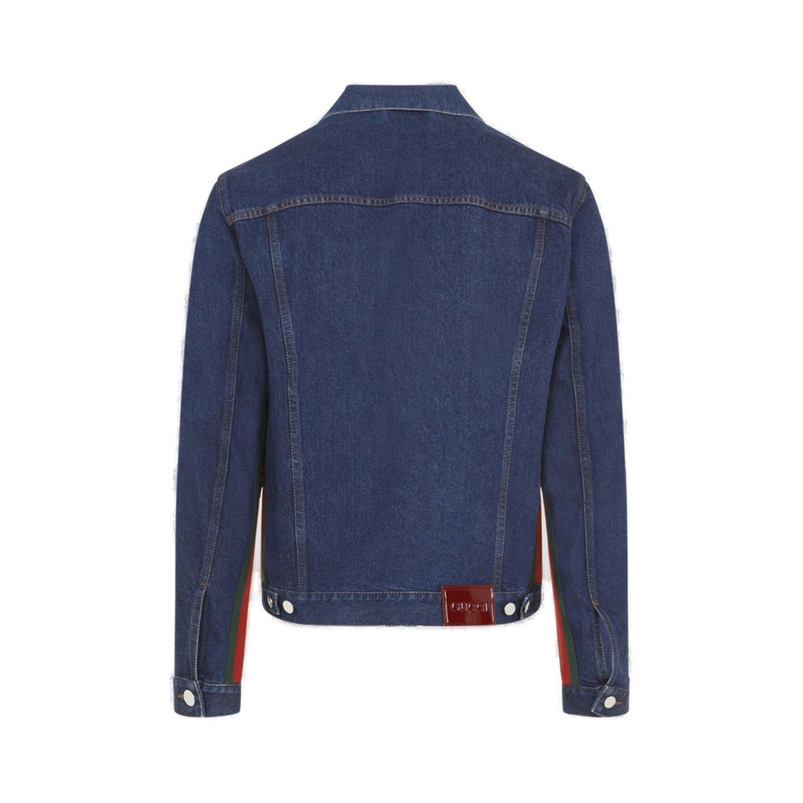 Shop Gucci Collared Button-up Denim Jacket In Blue