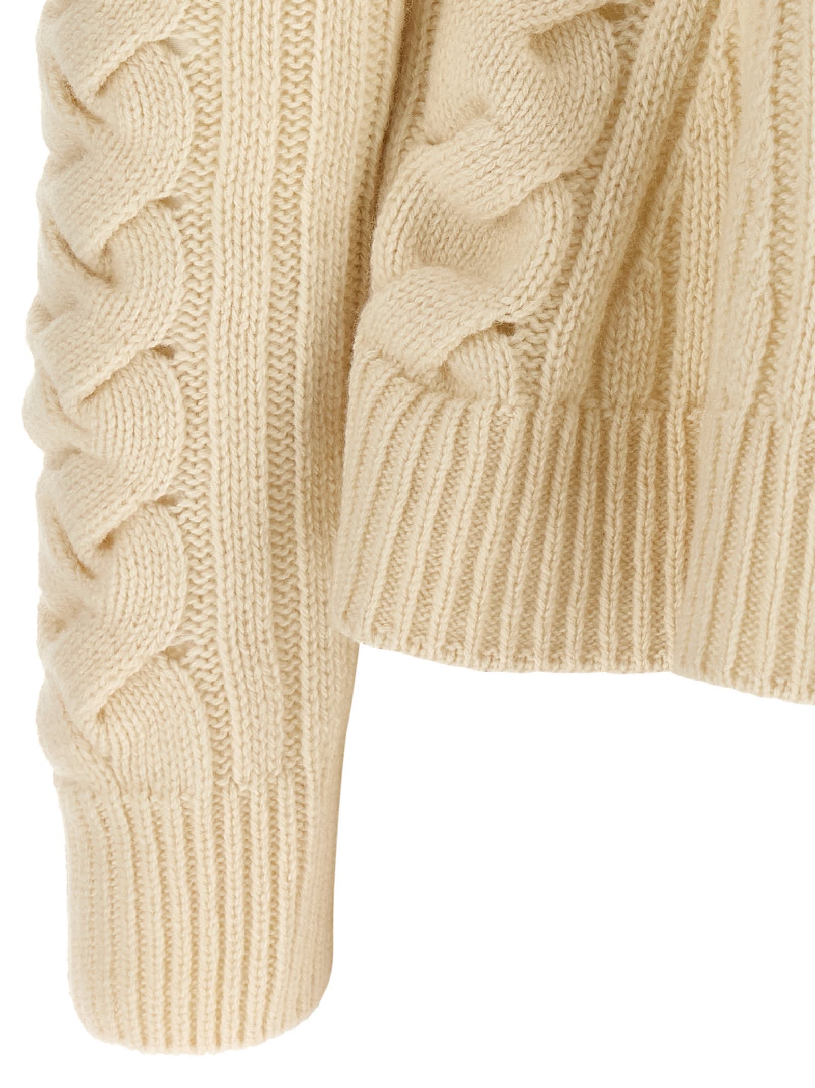 Alexander Mcqueen Wool And Cashmere Cable Sweater Clothing In Neutral