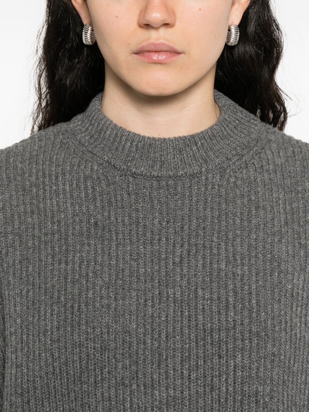 Jil Sander Wool Crewneck Jumper With Dropped Shoulders In Gray