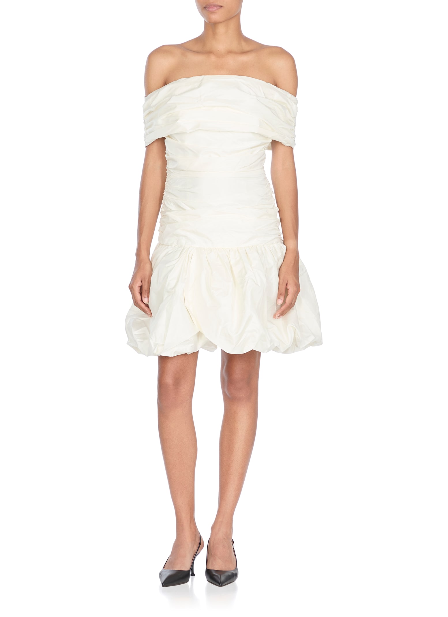 Rotate Birger Christensen Off-shoulder Gathered Minidress In White