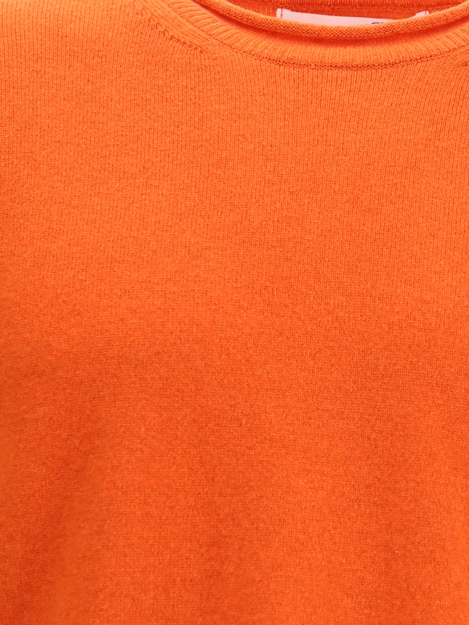 Comme Des Garçons Shirt Round Neckline Sweater In Wool In Orange
