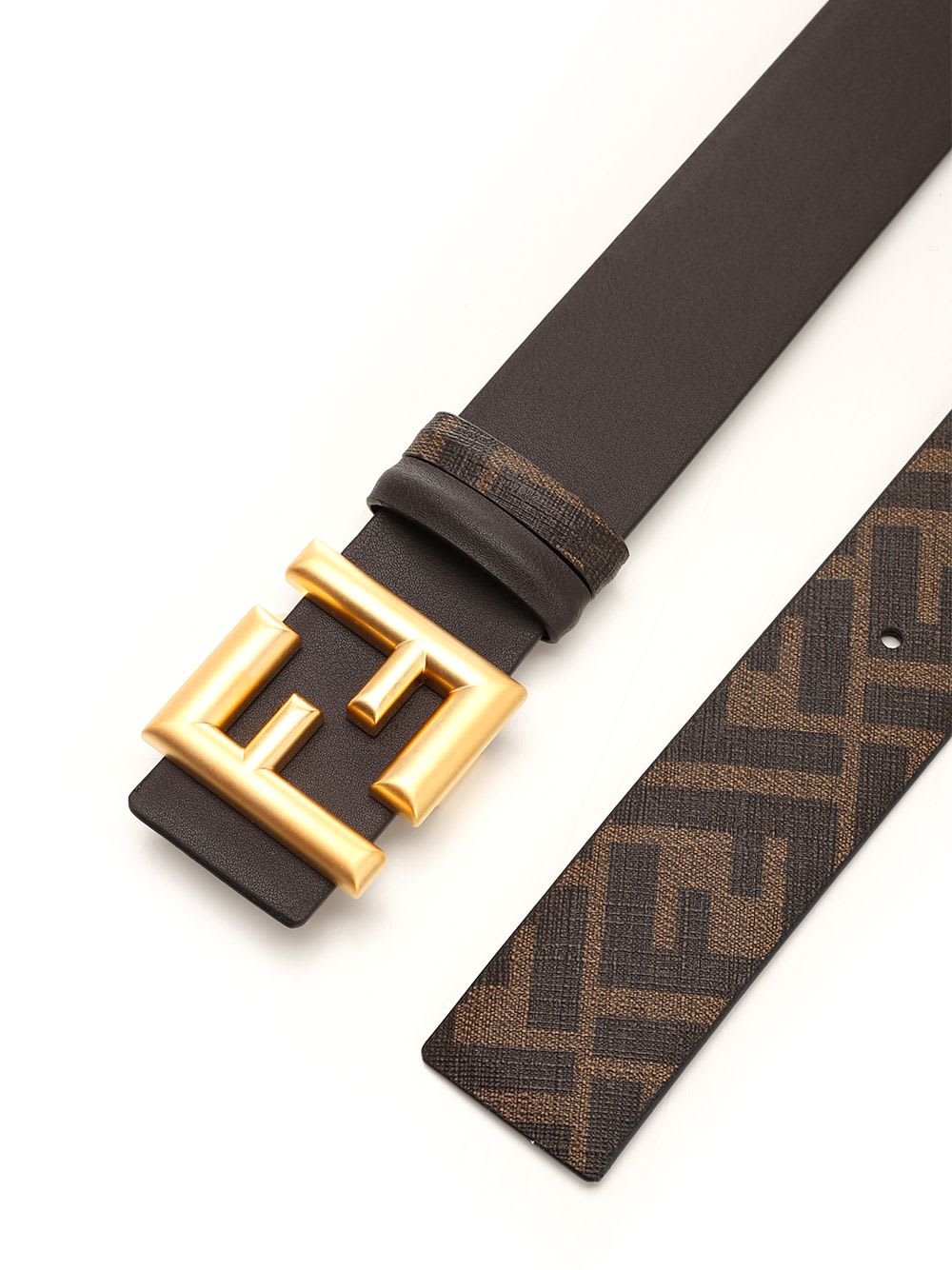 Shop Fendi Ff Reversible Leather Belt In Brown