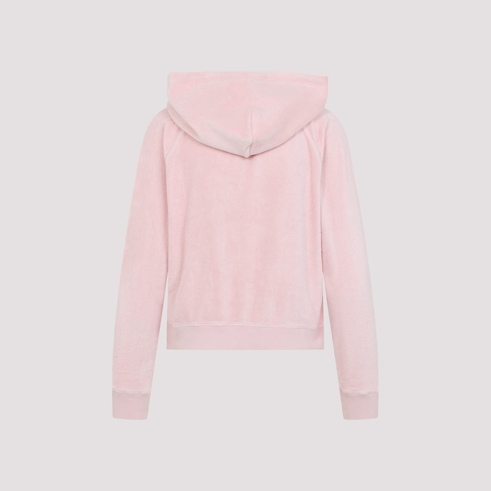 Tom Ford Towelling Hoodie With Hood And Pockets In Pale Salmon