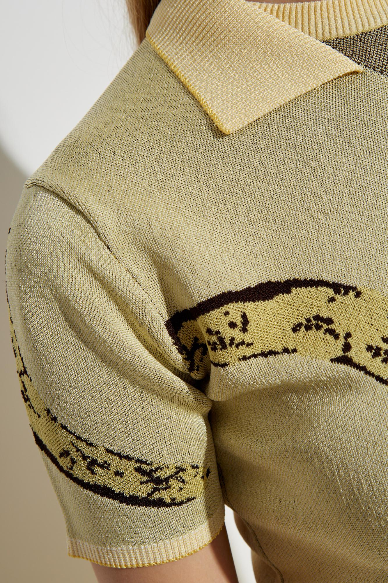 Jacquemus Womens Banana Jacquard Yellow The Marino Banana-print Woven-knitted Polo Top In Banana Jacquard Yellow