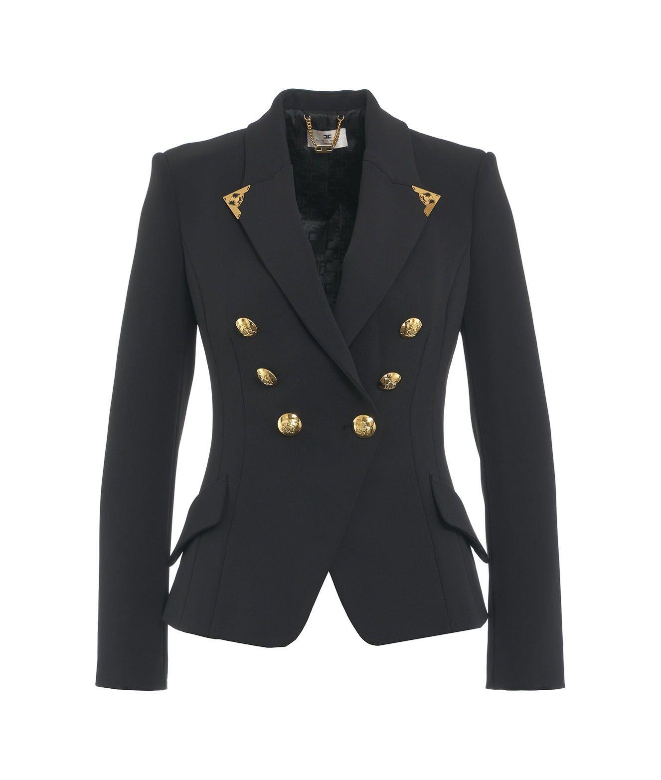 elisabetta franchi stretch crêpe double-breasted jacket