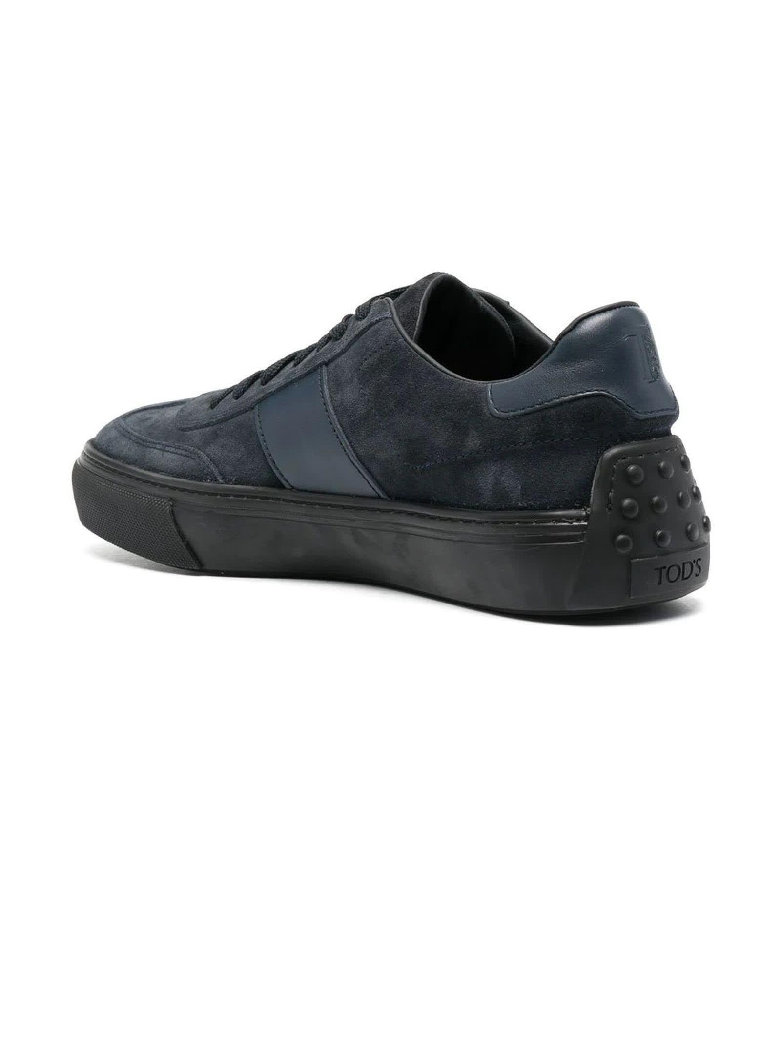 Shop Tod's Sneakers In Blue Suede In Blu Notte