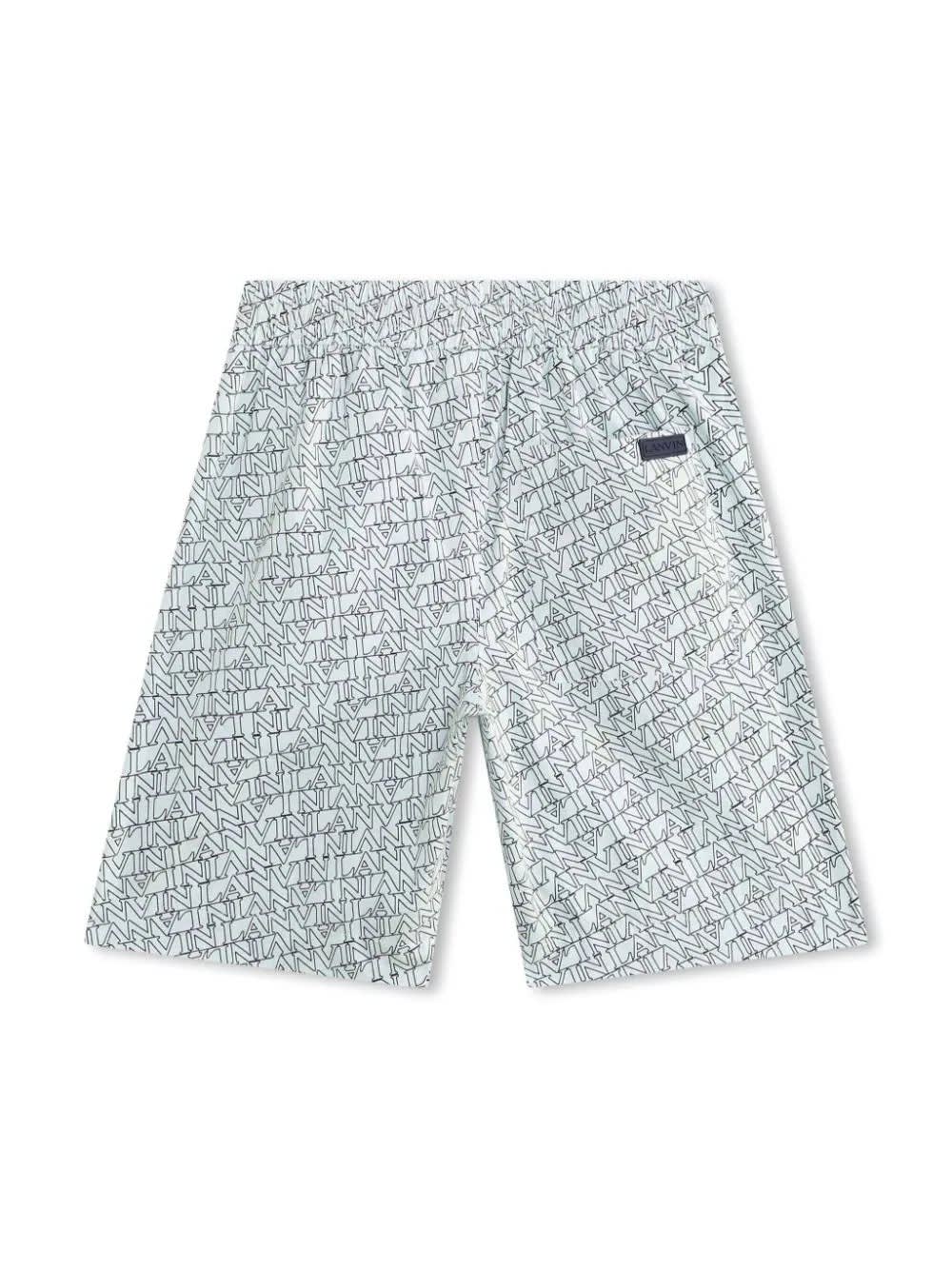 Shop Lanvin Shorts With Logo Pattern In Blue