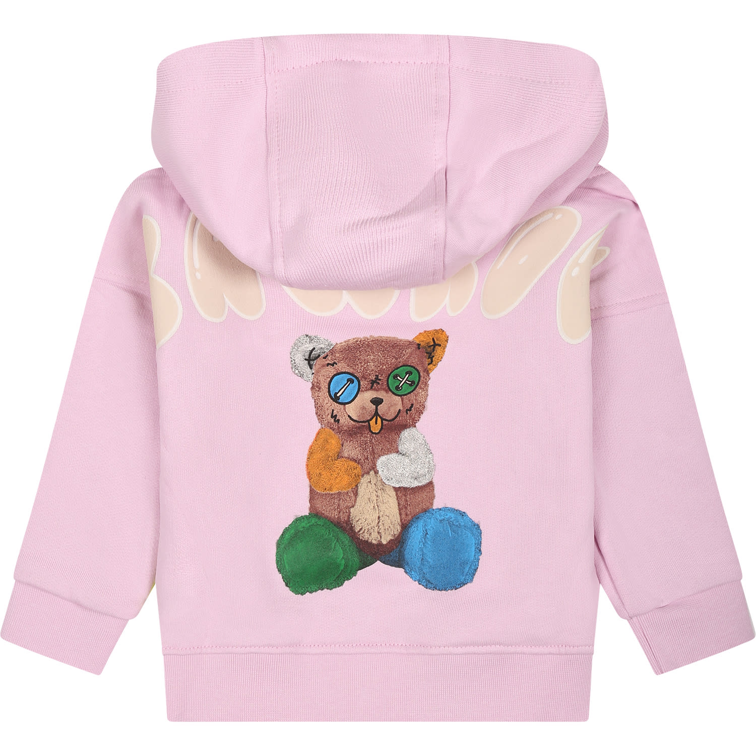 Barrow Pink Sweatshirt For Baby Girl With Logo And Bear