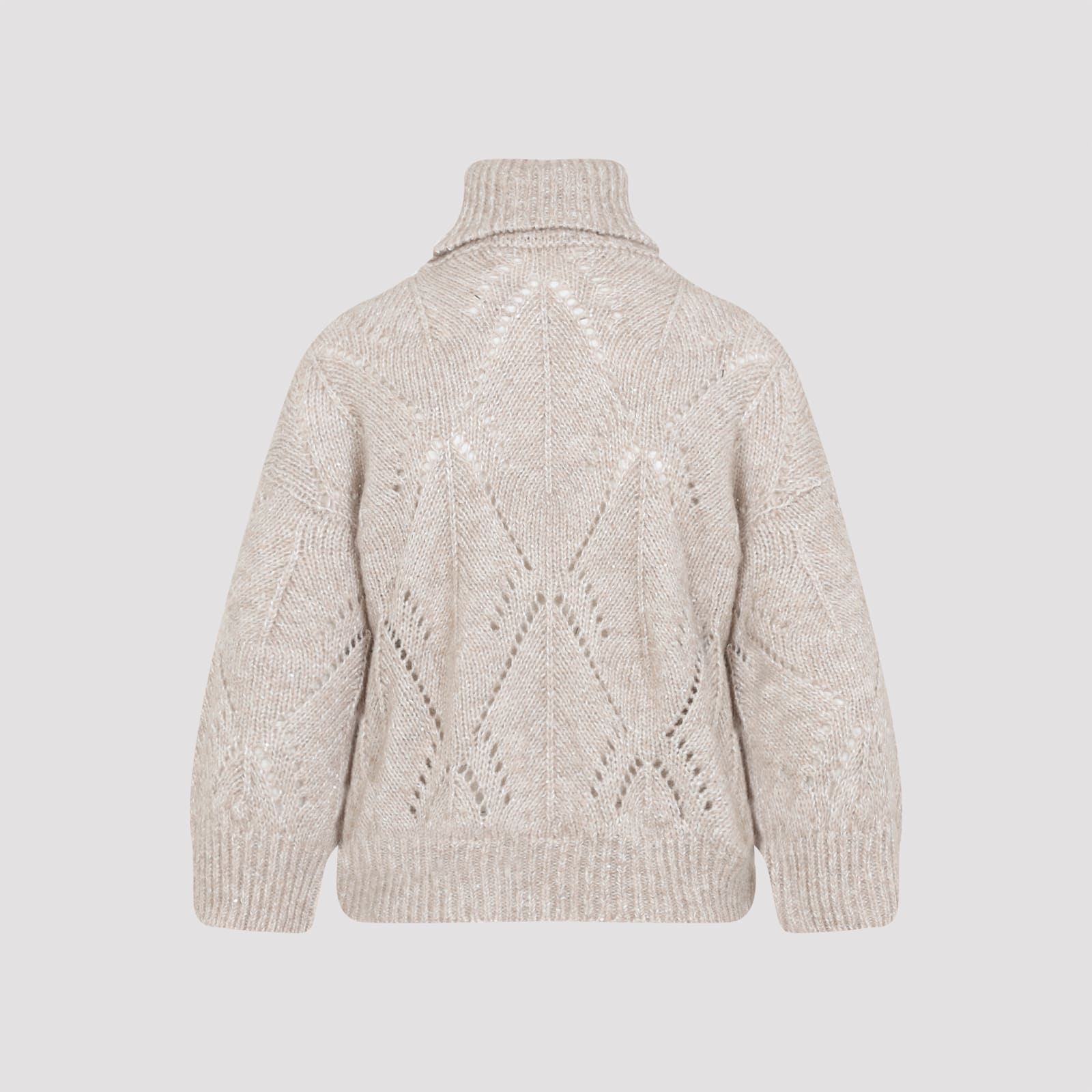 Peserico Turtleneck Diamond-pattern Knitwear In Neutral