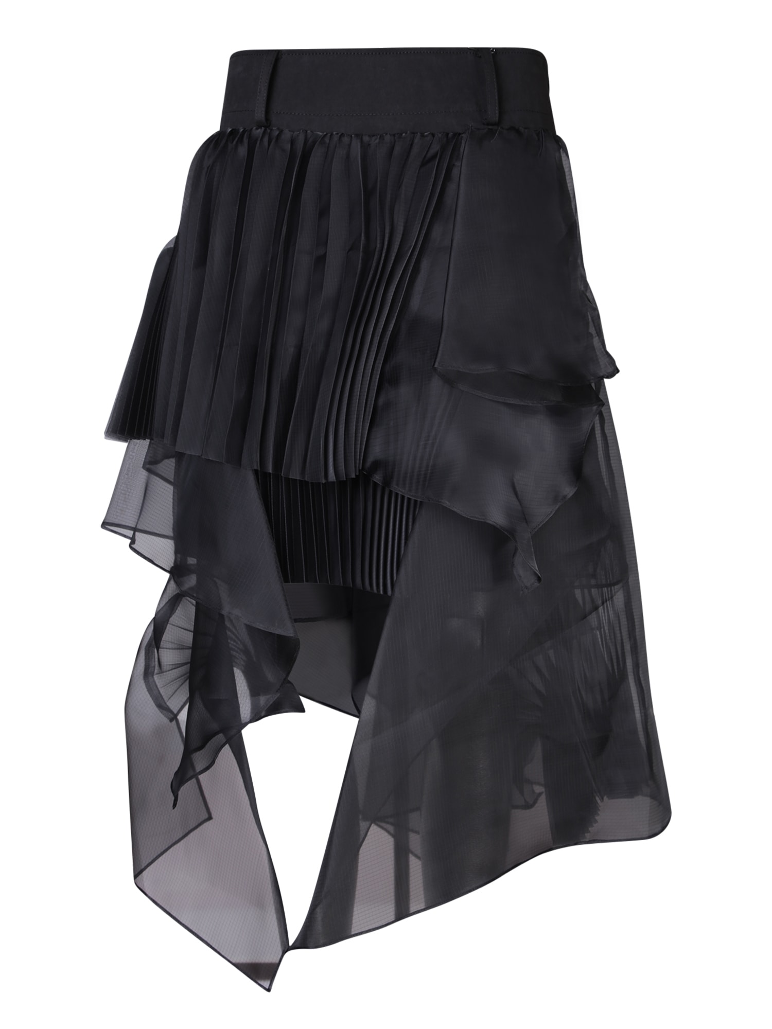 Shop Sacai Rip Stop Organdy Black Skirt