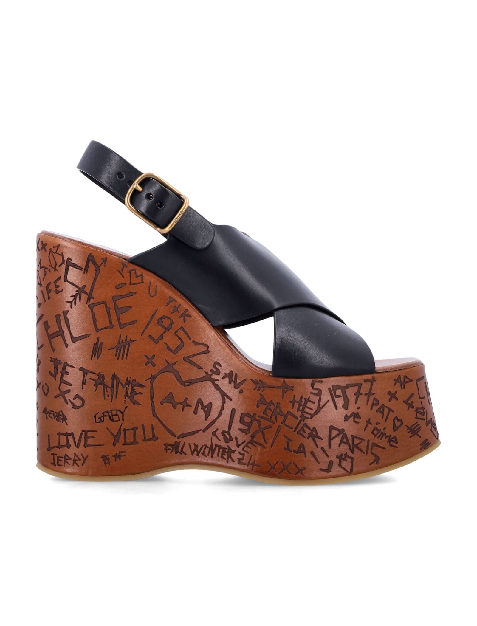 Shop Chloé Maxime Wedge Sandals In Black