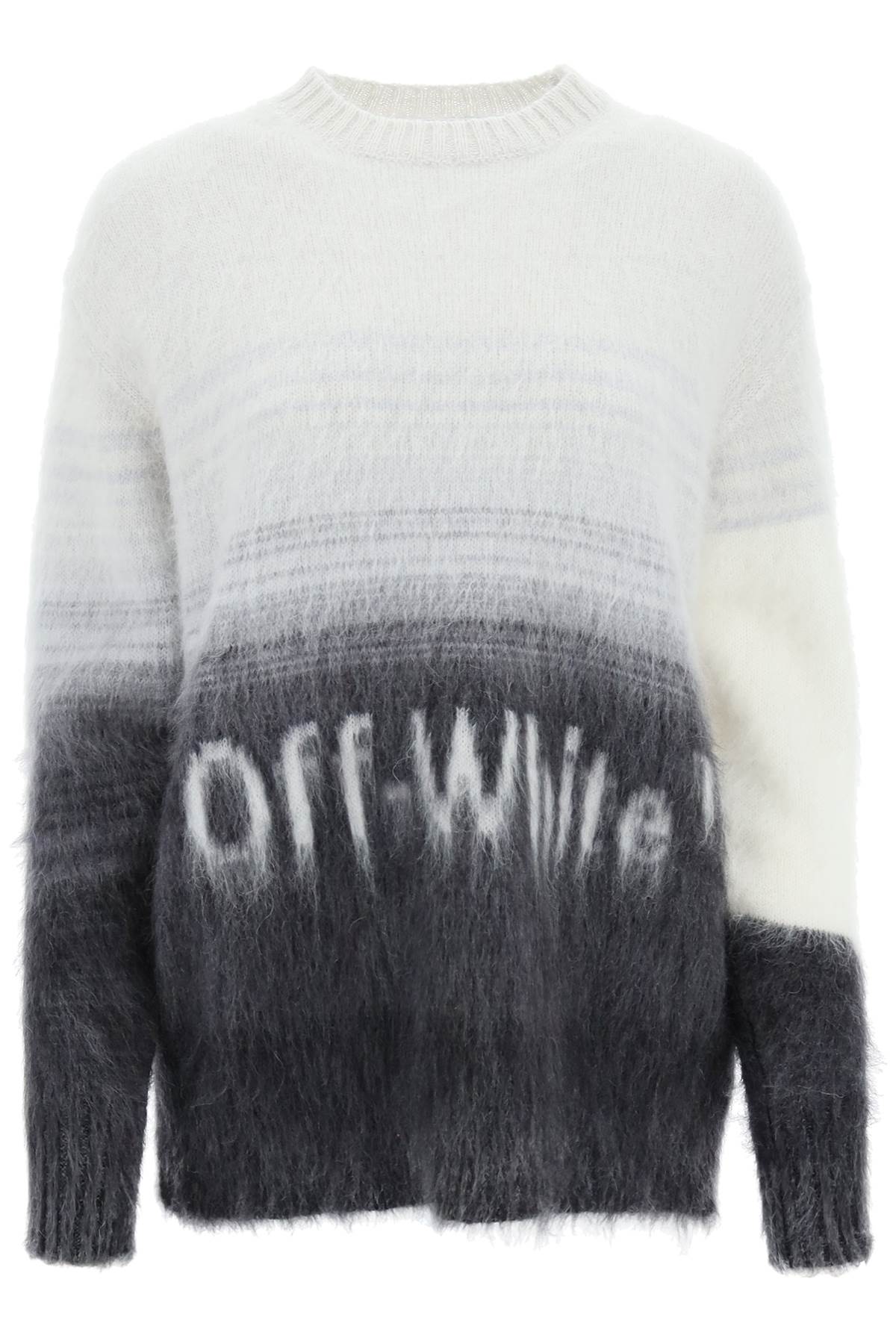Shop Off-white Helvetica Logo Mohair Sweater In Black