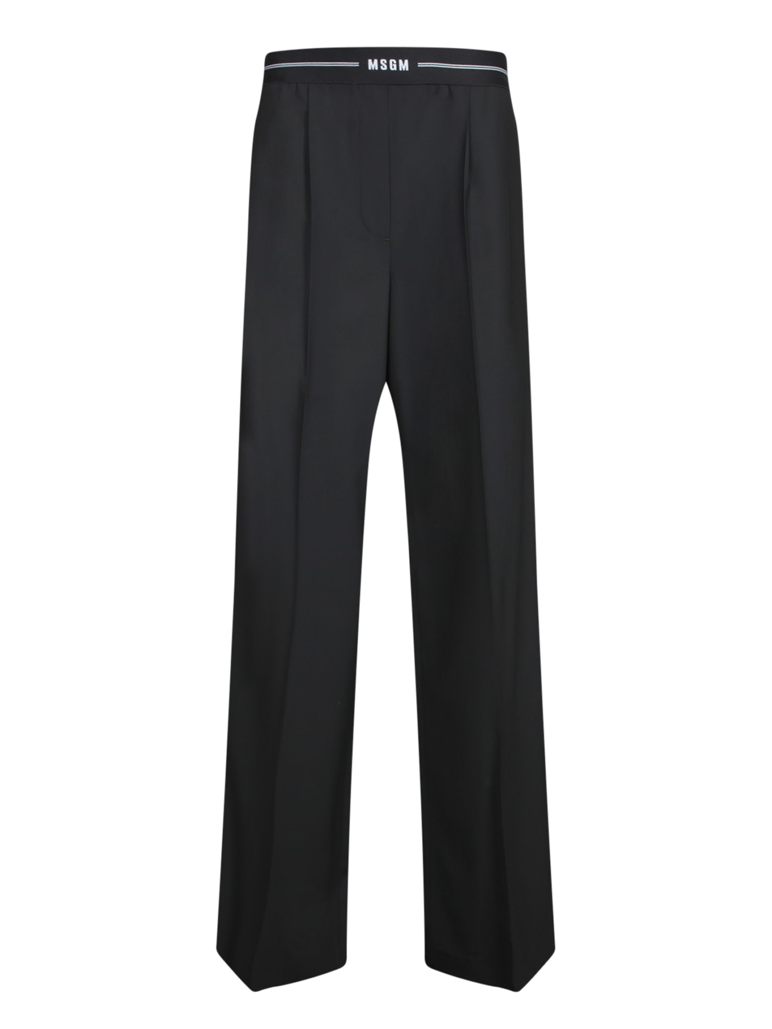 Msgm Tailored Black Trousers With Smooth Finish In Black