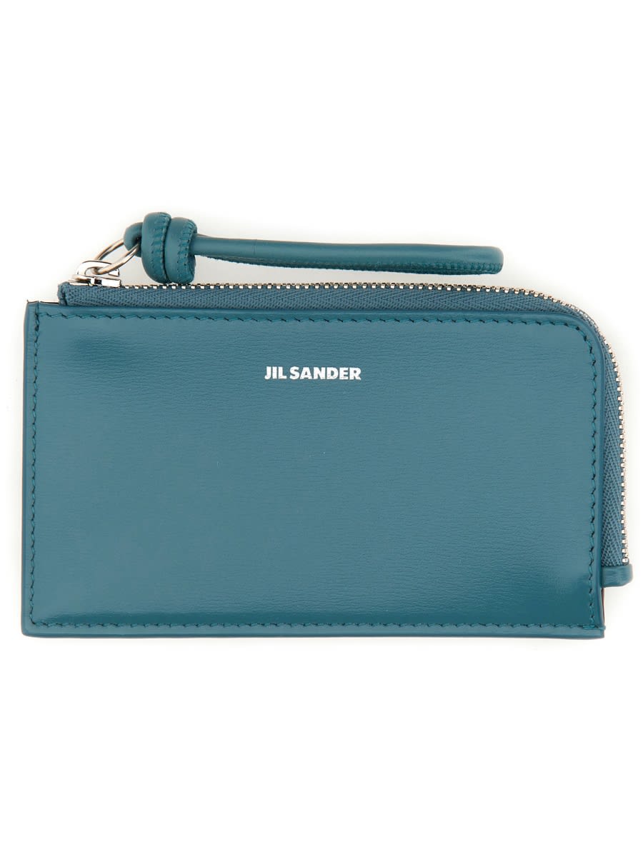 Shop Jil Sander Leather Envelope Coin Purse In Azure