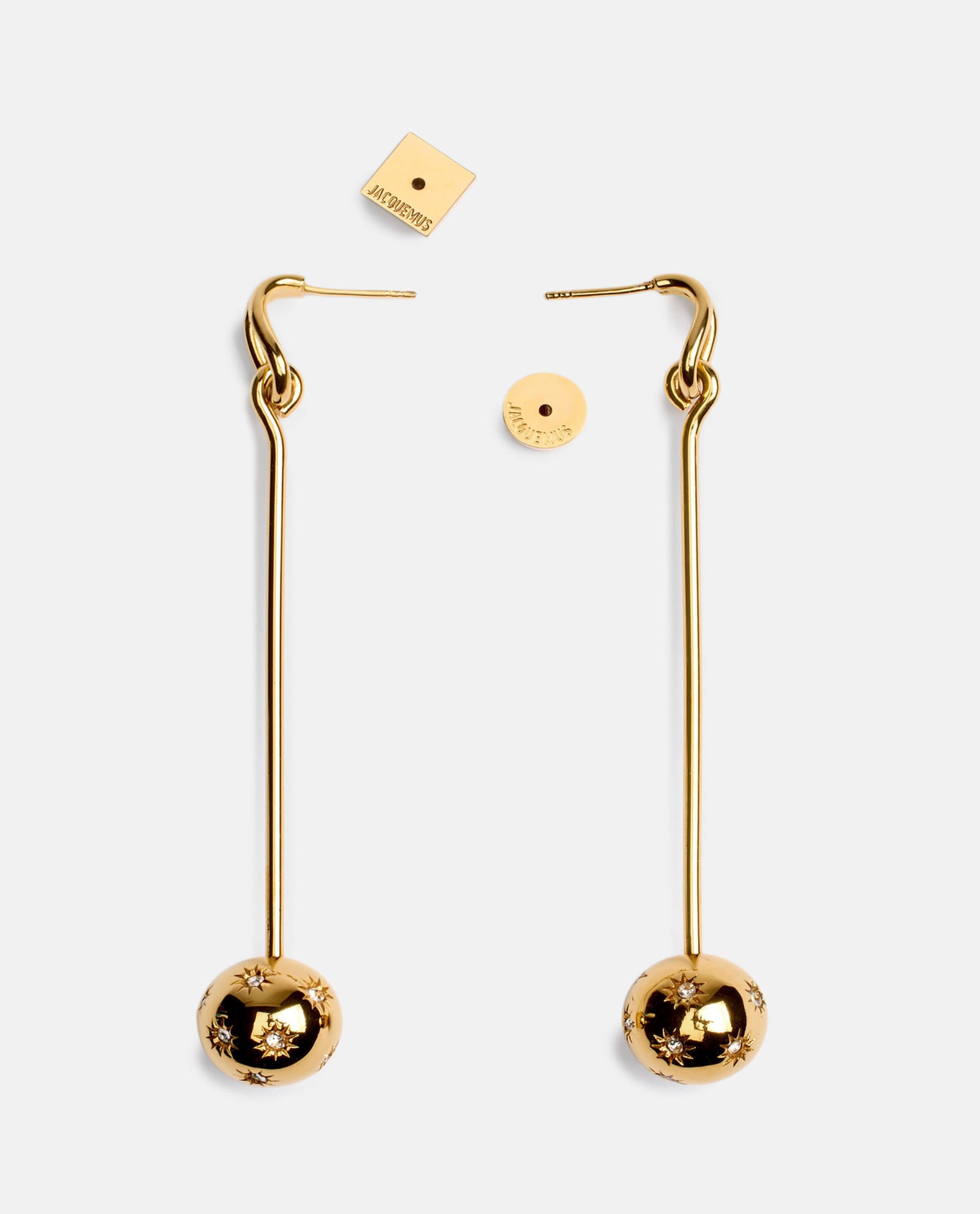 Shop Jacquemus Les Boucles Nodo W/crystals Earrings In Golden