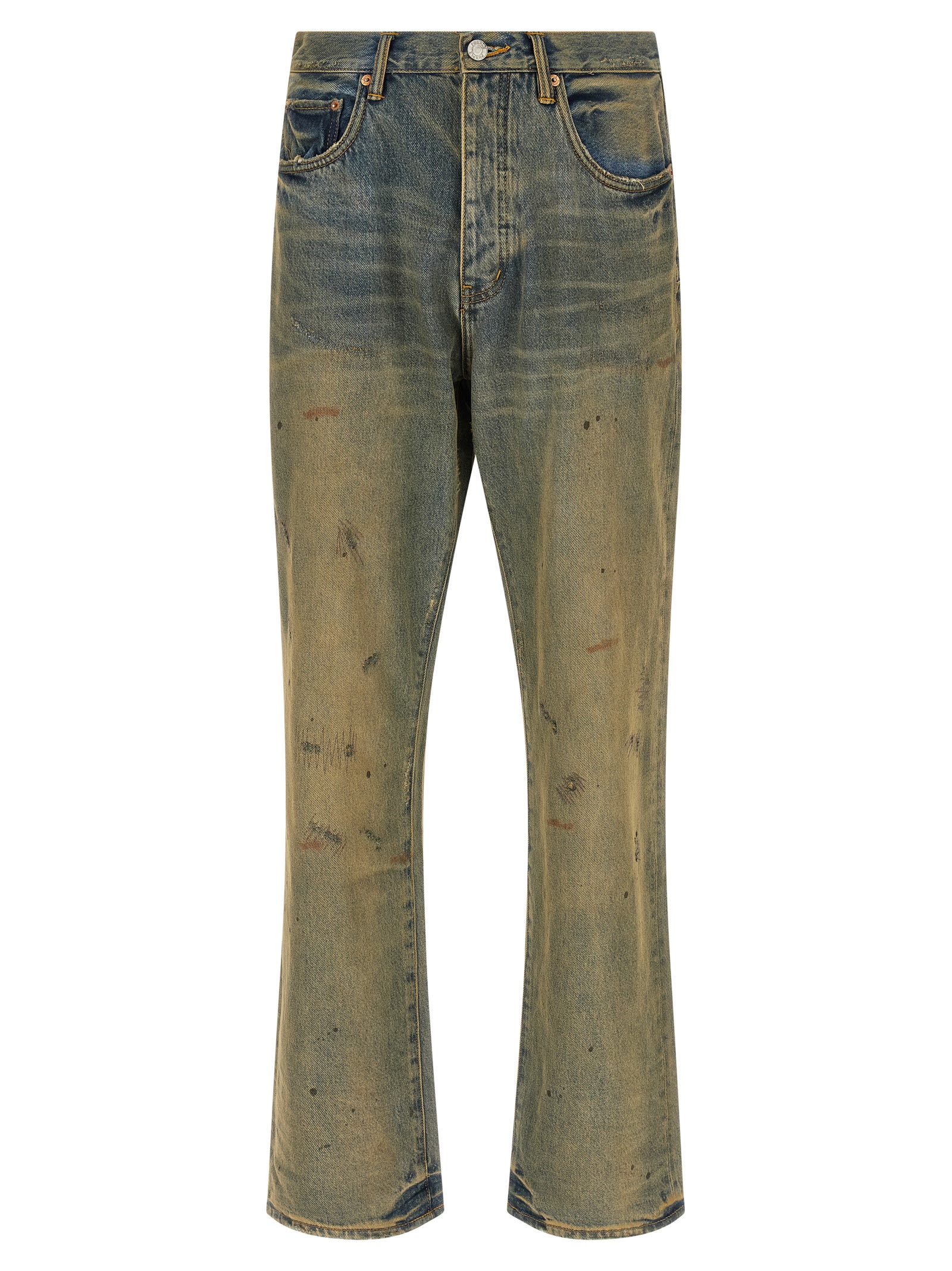 Purple Brand P011 Dirty Oil Repair Jeans In Yellow