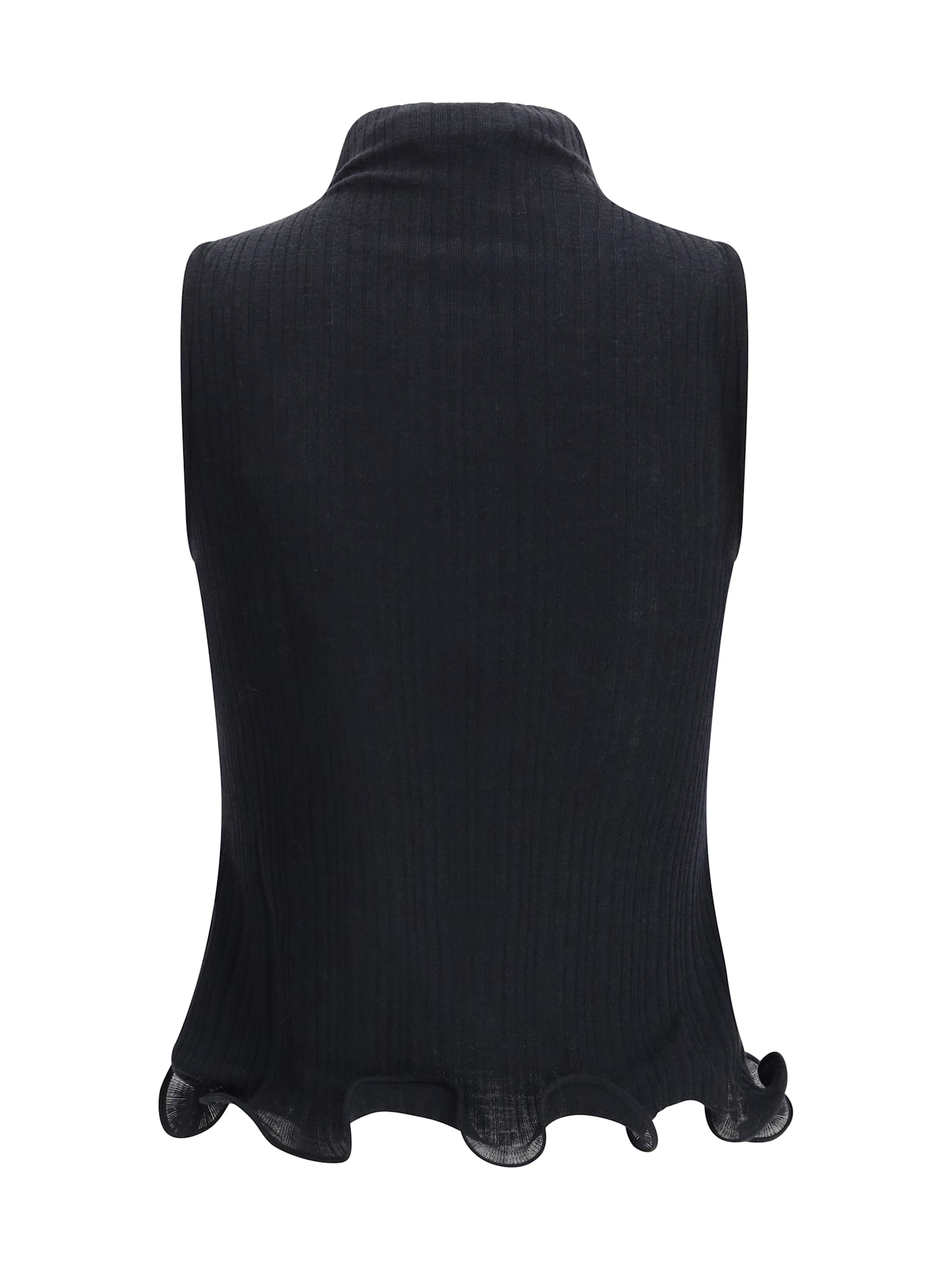 Fendi Women Sleeveless Virgin Wool Top In Blue