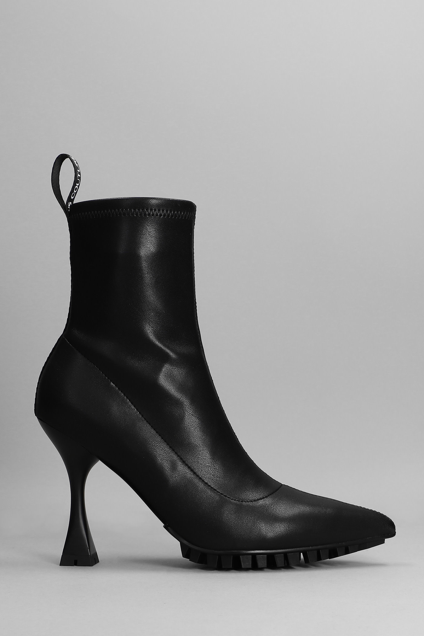VERSACE JEANS COUTURE HIGH HEELS ANKLE BOOTS IN BLACK SYNTHETIC FIBERS