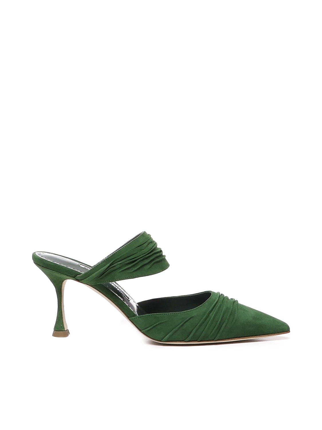 Shop Manolo Blahnik Circeamu Sabot In Suede In Green