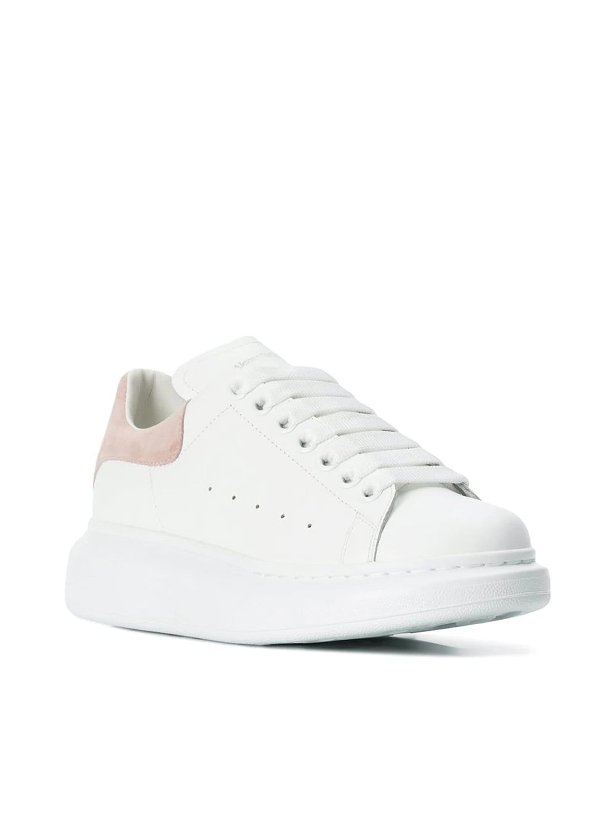 Shop Alexander Mcqueen Sneaker Pelle Larry/daim Velour In White Patchouli