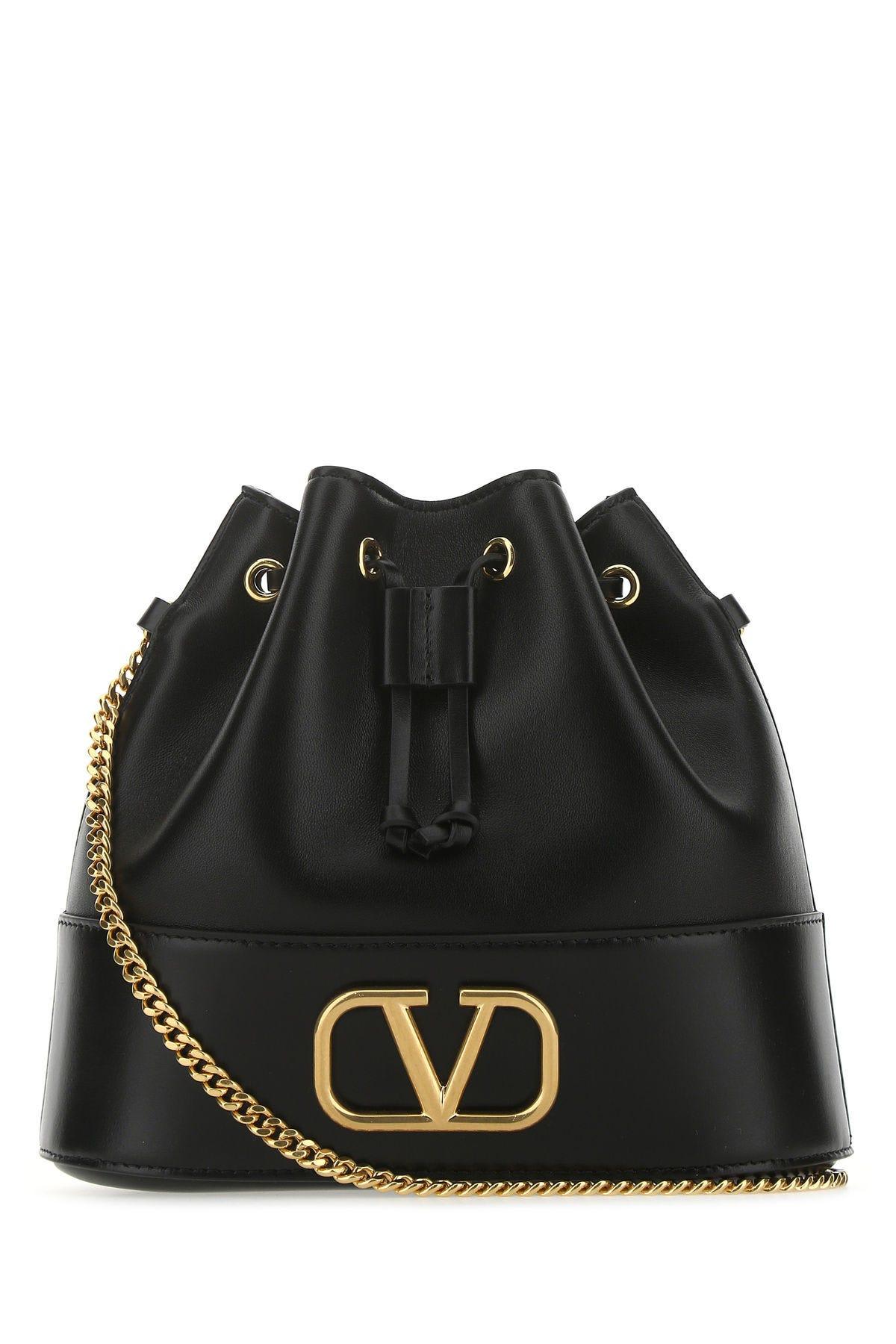 Valentino Garavani Black Leather Bucket Bag