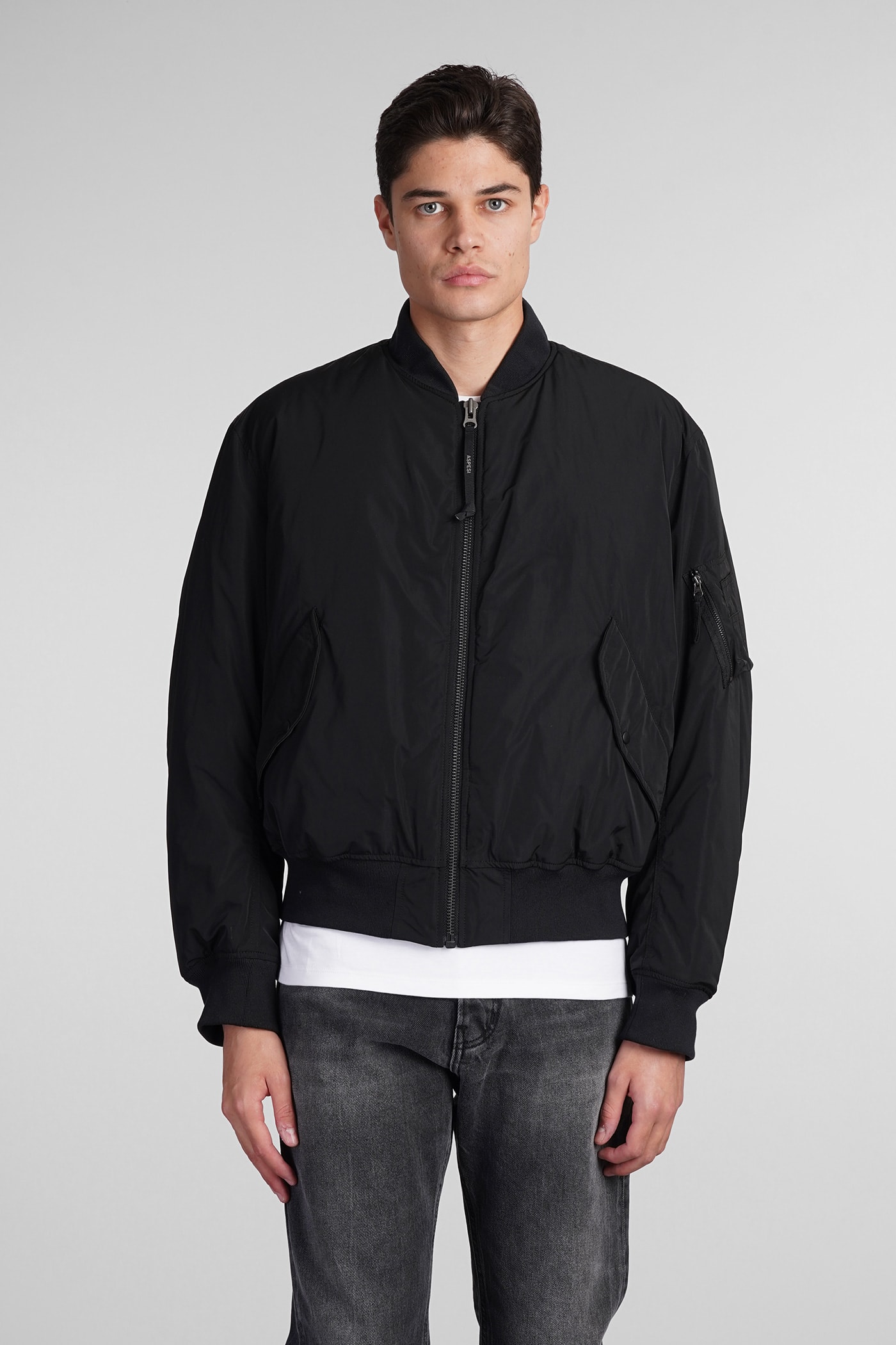 Shop Aspesi Gunner Ii Bomber In Black Polyester