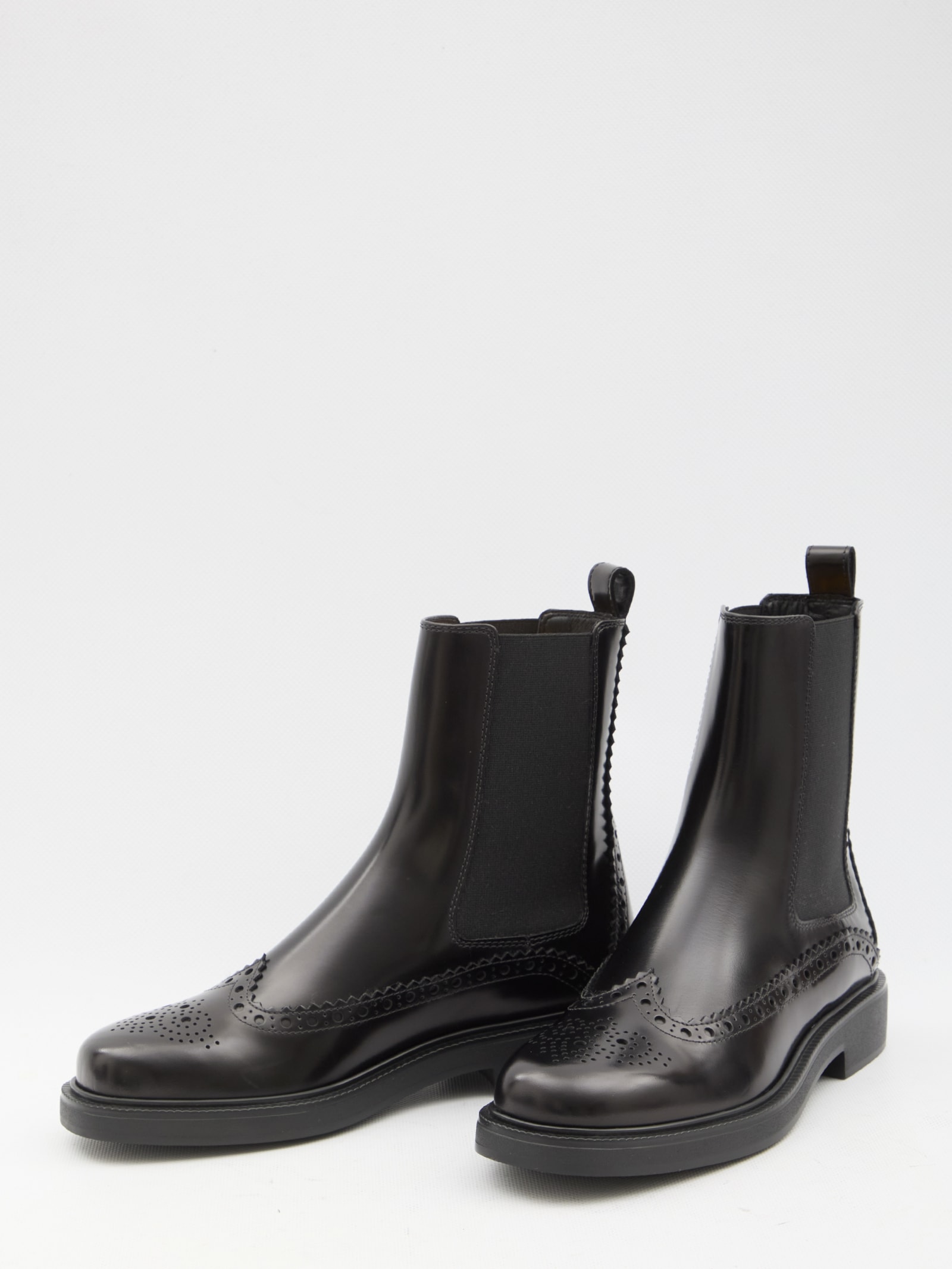 Shop Tod's Leather Chelsea Boots In Black