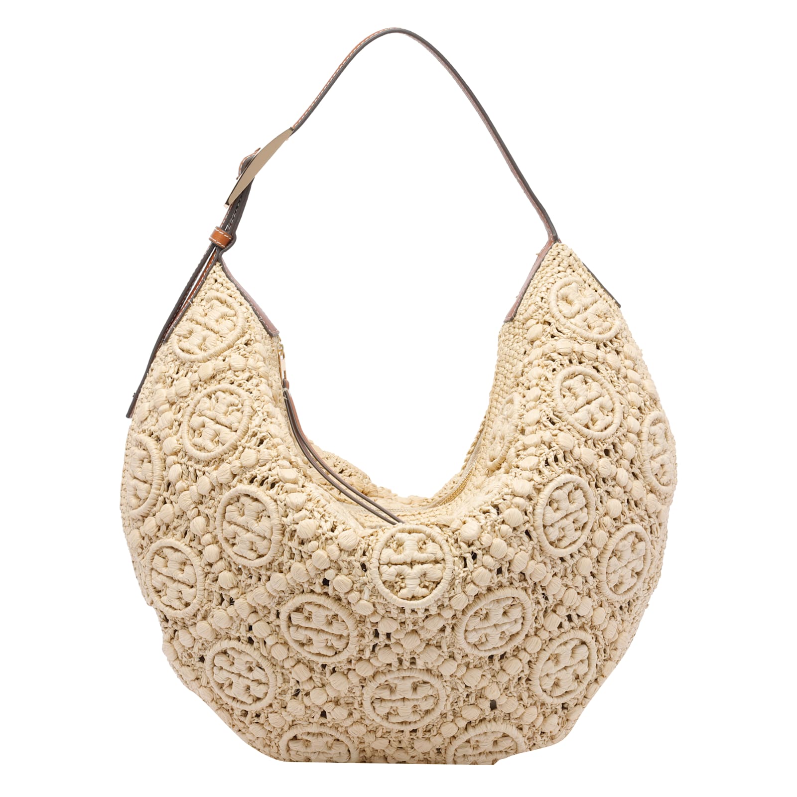 Raffia T Monogram Balloon Bag