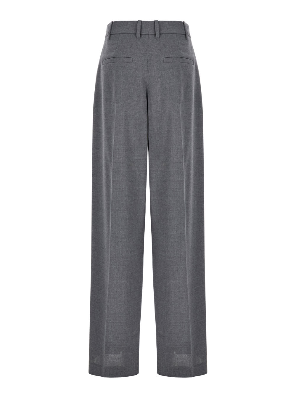 BRUNELLO CUCINELLI GREY PANTS WITH BELT LOOPS IN WOOL WOMAN 