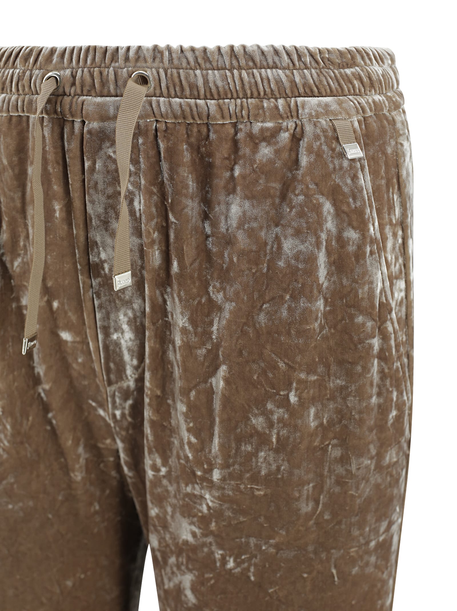 Shop Herno Velvet Trousers In Camel