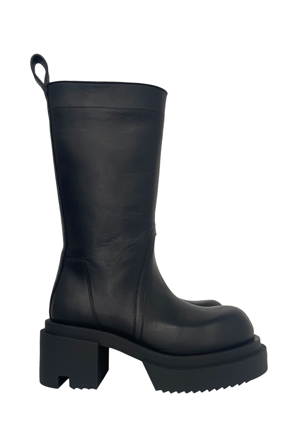 Rick Owens Womens Black Pull On Bogun Leather Heeled Knee-high Boots In Black