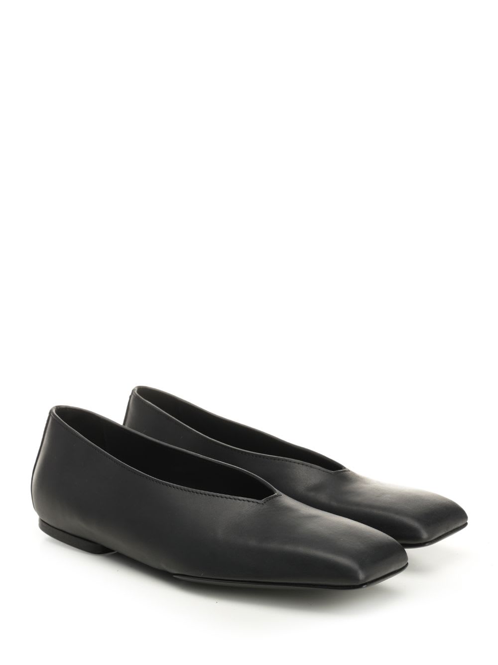 Rick Owens Leather Ballet Flats With Flat Sole And Square Toe In Multi