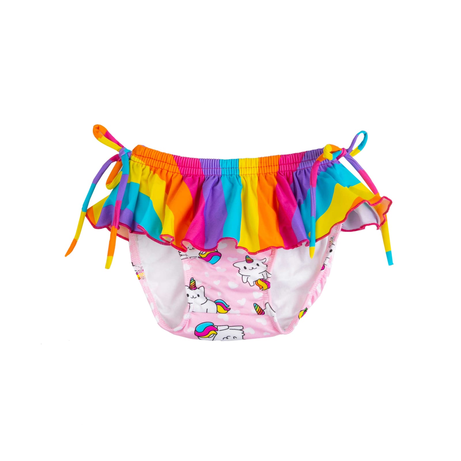 Mc2 Saint Barth Babies' Girls Bottom Swimwear With Unicorn Cats Print In Pink