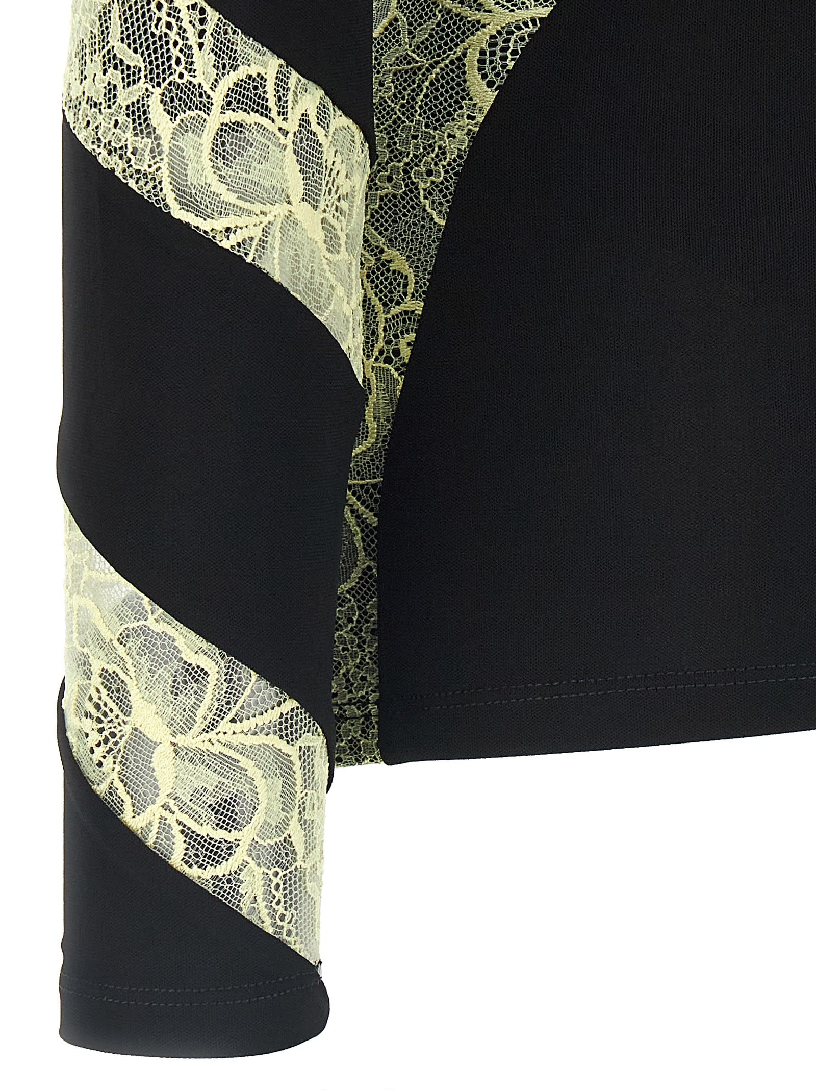 Marine Serre Illusion Effect Fitted Long Sleeve Top In Black