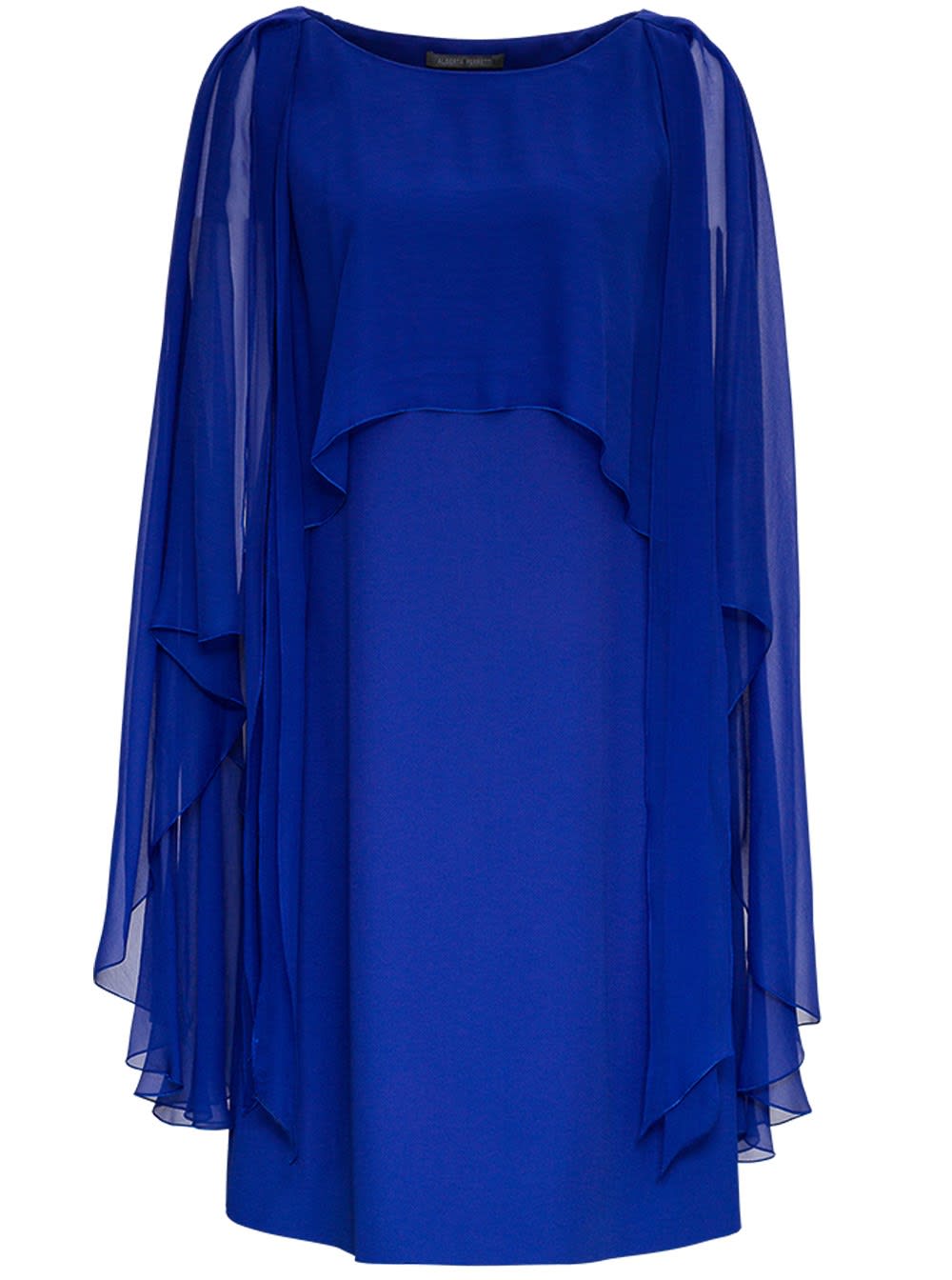 Alberta Ferretti Blue Satin Cape Dress