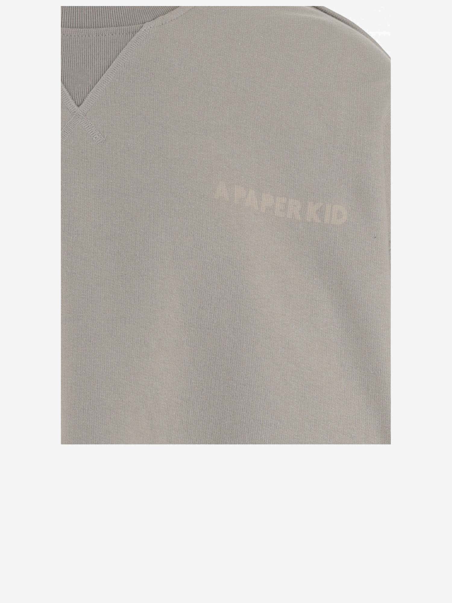 Shop A Paper Kid Cotton Sweatshirt With Logo In Grigio/grey