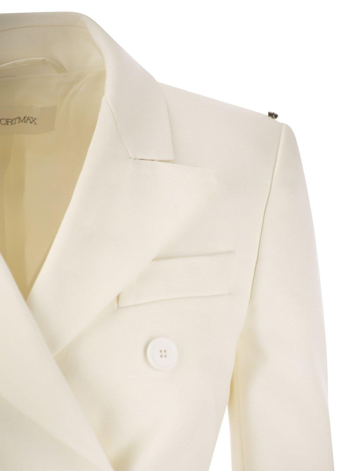 Shop Sportmax Double-breasted Long-sleeved Jacket In White