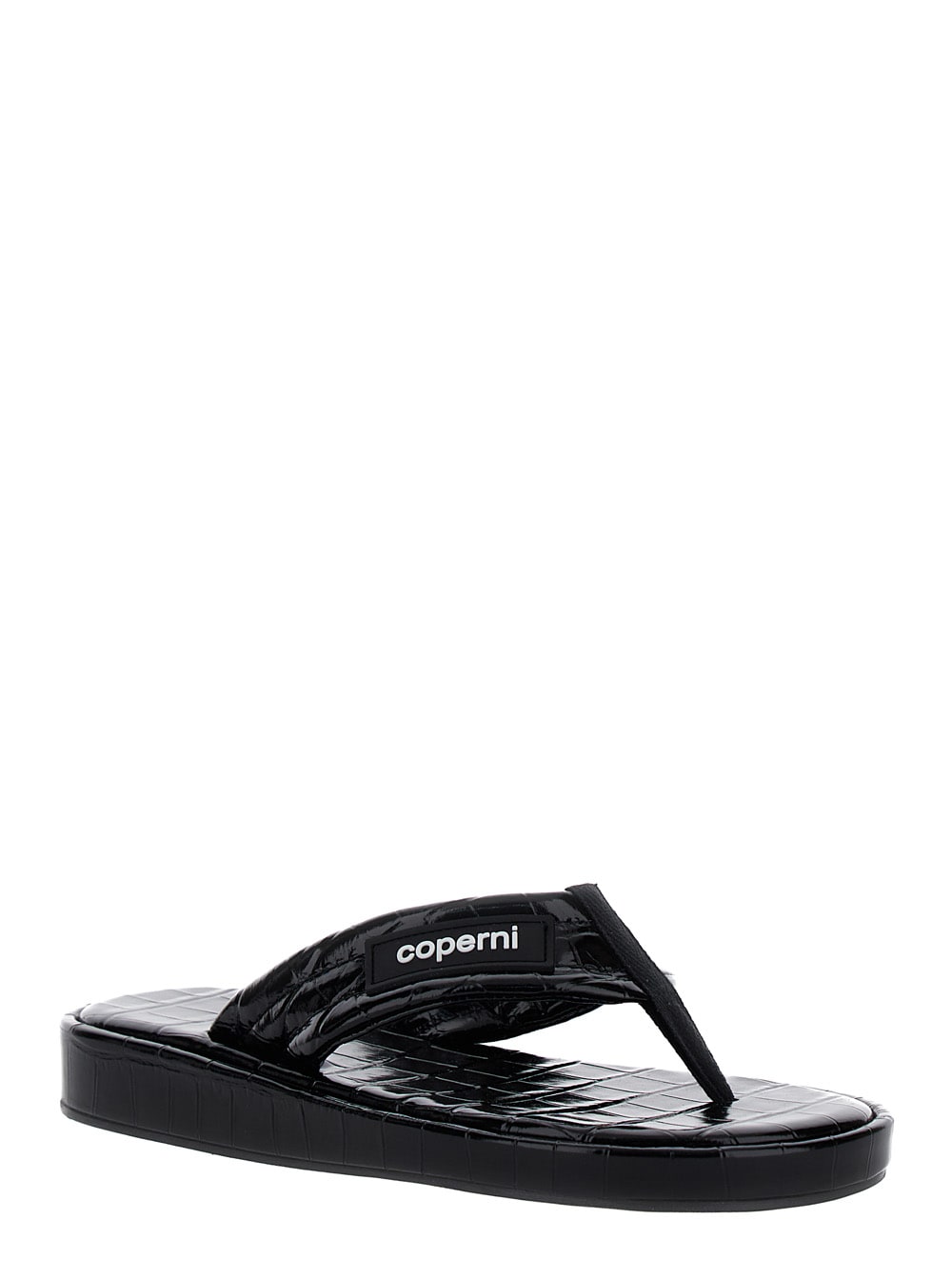 Shop Coperni Croco Branded Flip Flop In Black