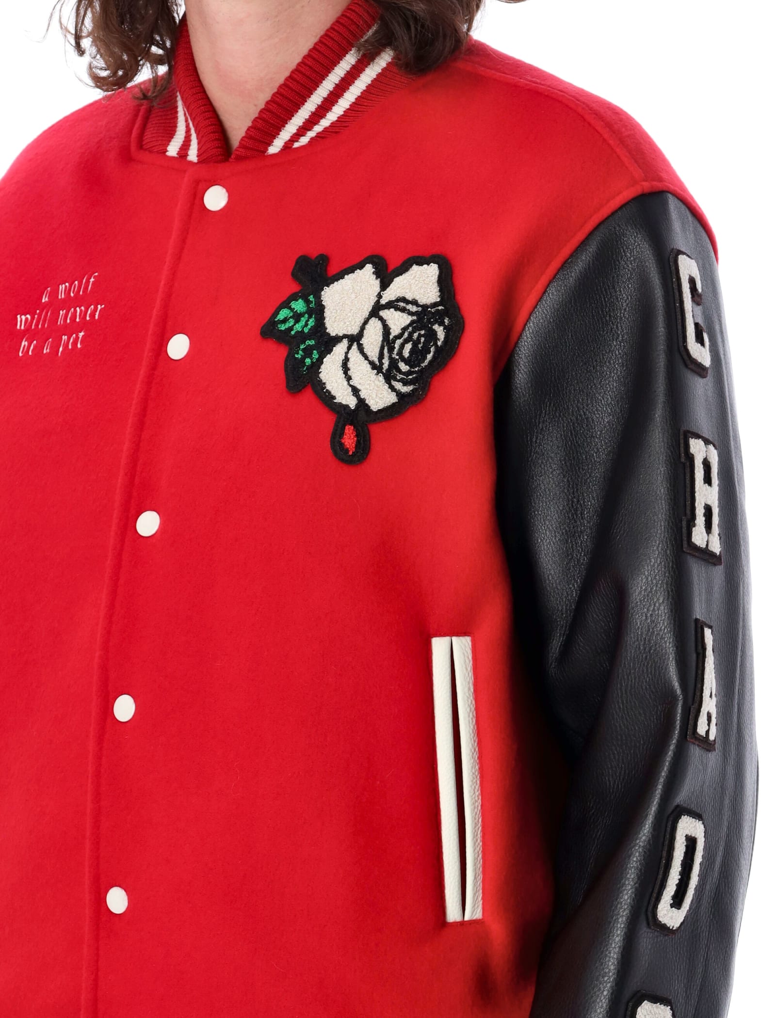 Shop Undercover Varsity Bomber Jacket In Red