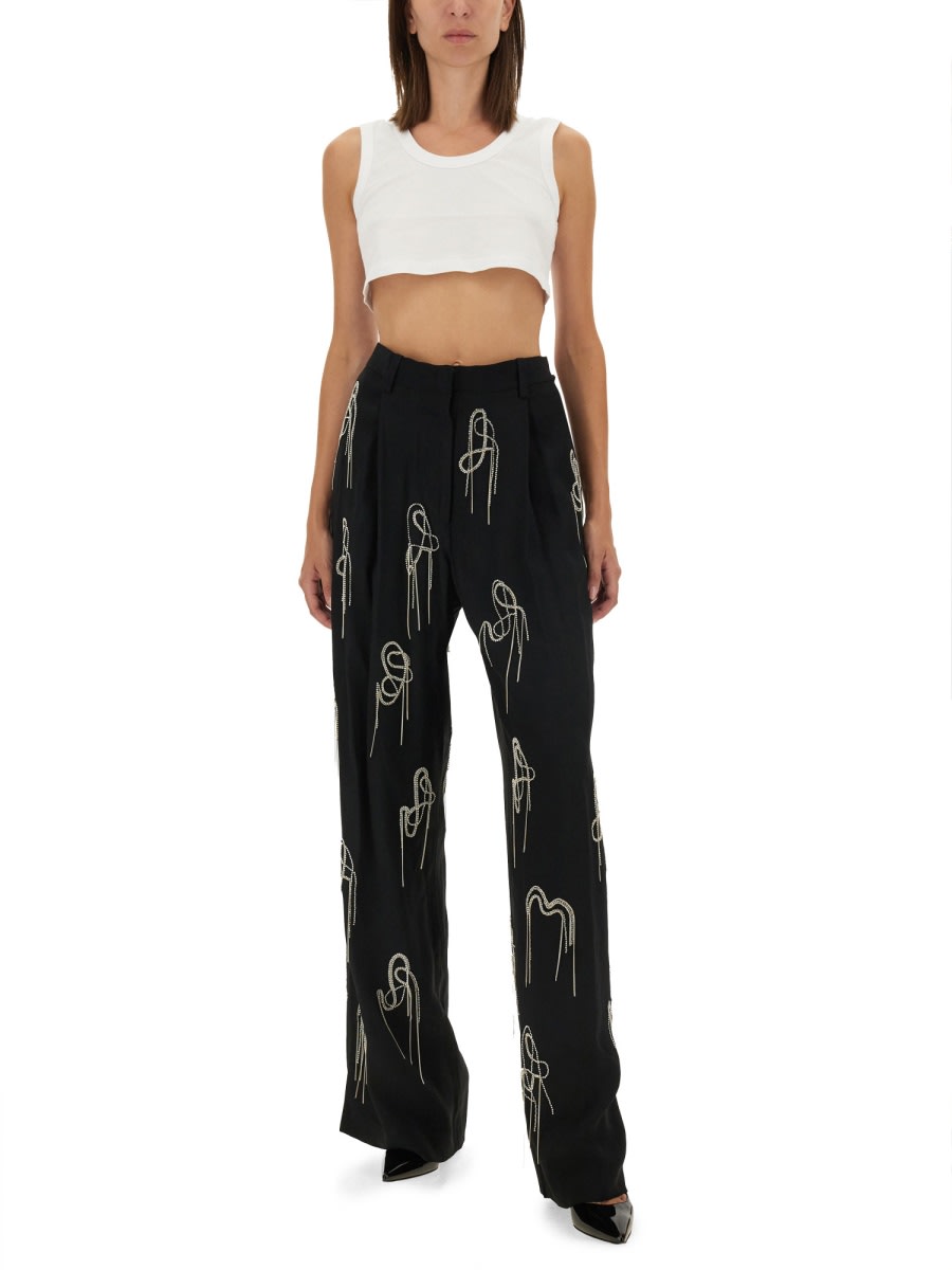 Shop Dries Van Noten Wide Leg Pants In Black