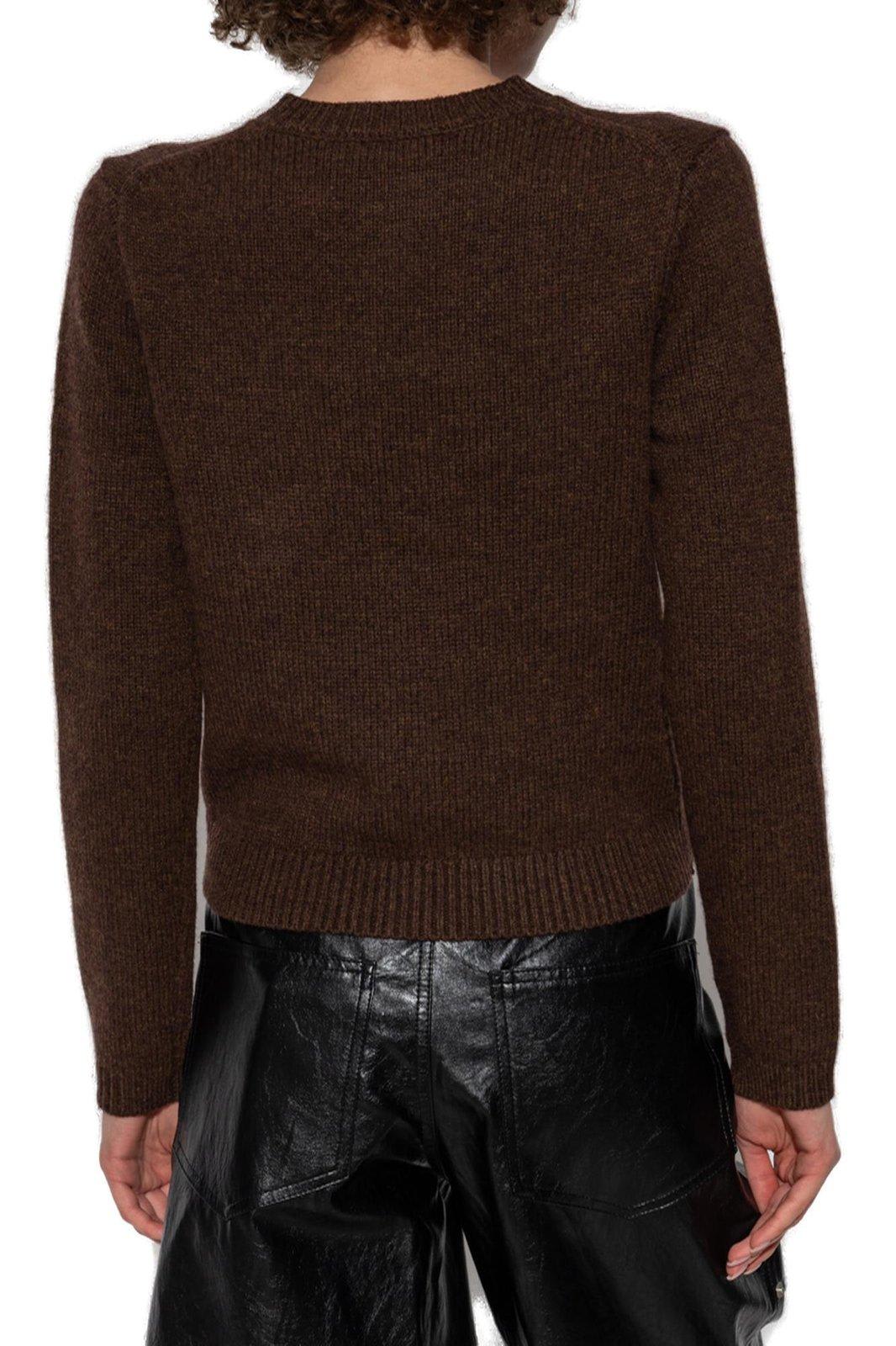 Shop Tory Burch Lgo Button Knitted Cardigan In Deep Brown