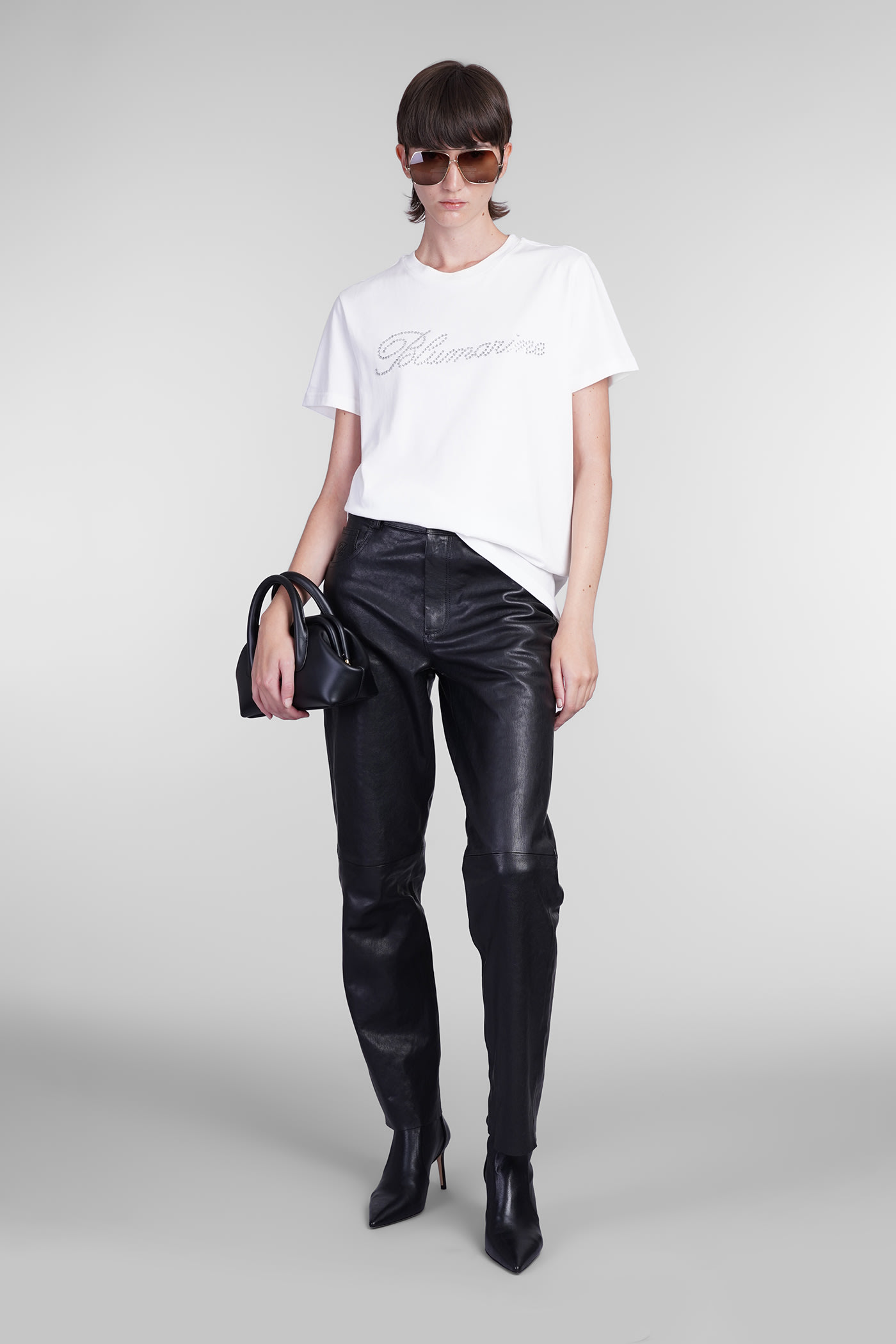 Blumarine Rhinestone-embellished Butterfly-motif T-shirt In White