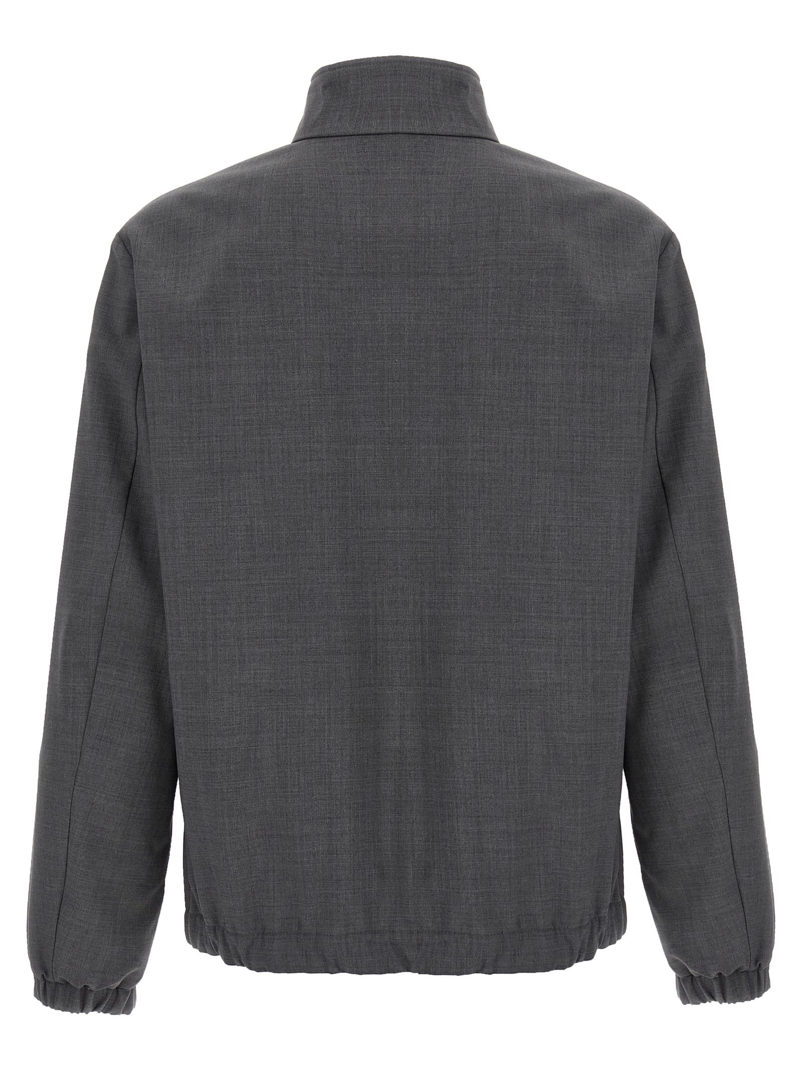 Moncler Cuffed High Collar Jacket In Gray