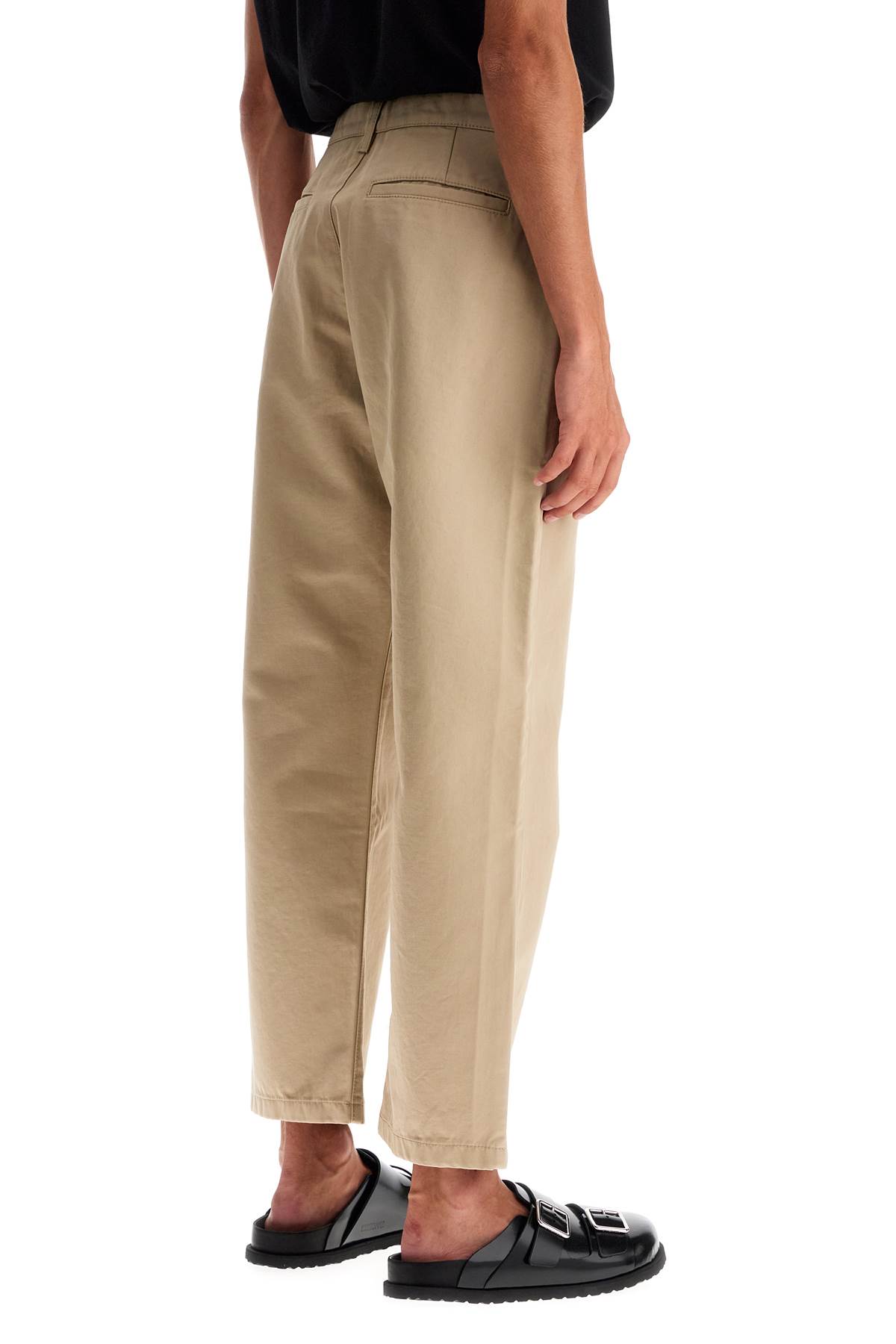 Shop Palm Angels Chino Pants With Logo Branding In Hazelnut Off White (beige)