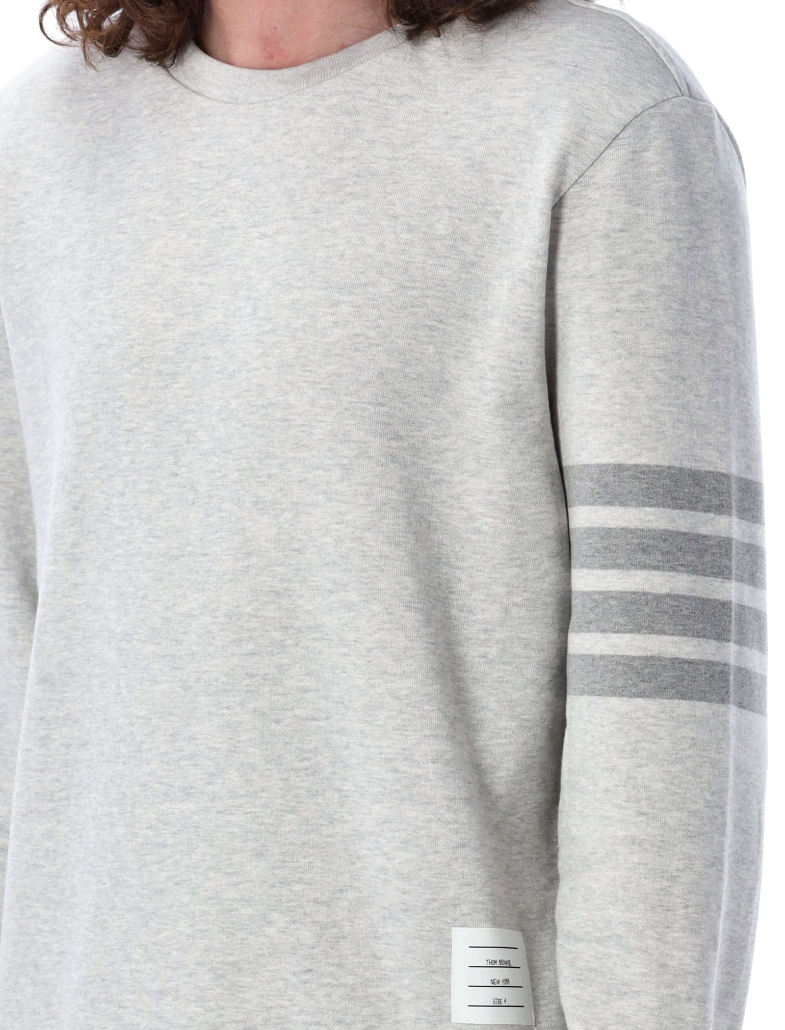Shop Thom Browne Crew Neck Sweatshirt In Classic Loopback In Lt Grey