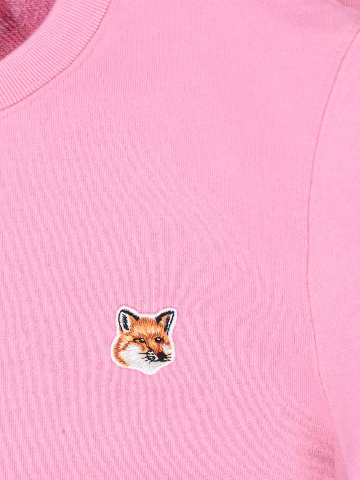 Maison Kitsuné Fox Head Crew Neck Sweatshirt In Pink
