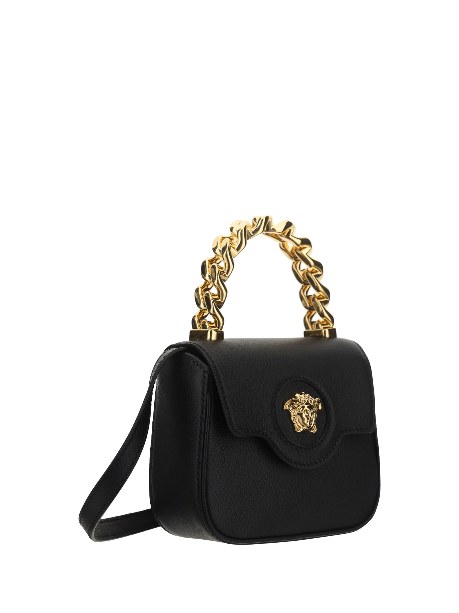 Shop Versace Handbag In Black- Gold