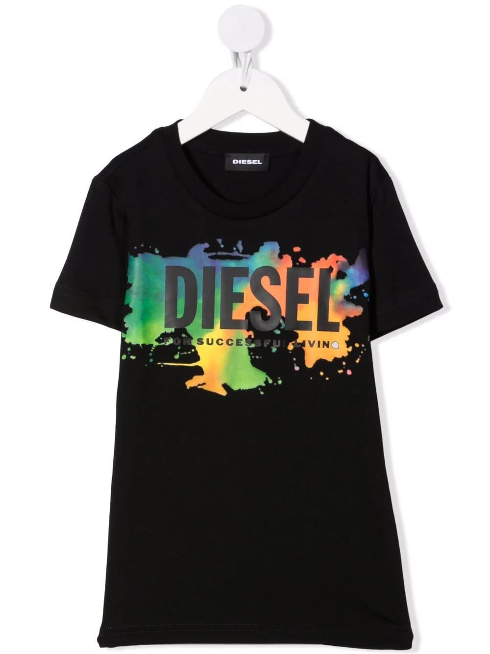 Diesel Kids Black Screwdosky T-shirt With Black Oversize Logo